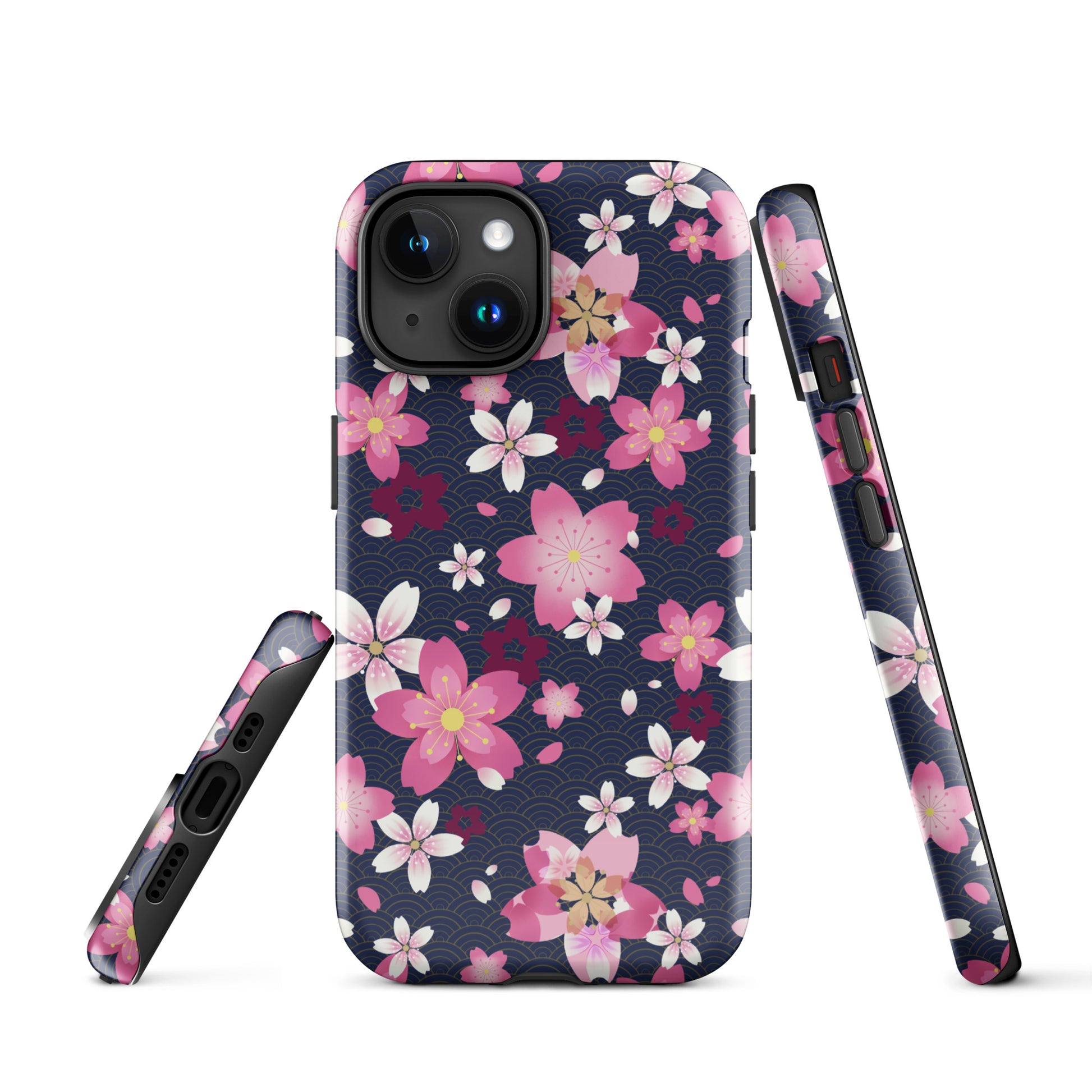 Stylish Sakura iPhone® Tough Case features a floral design and dual-layer protection for ultimate phone safety.