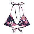 Sakura Padded String Bikini Top features vibrant floral print, eco-friendly materials, and adjustable straps for summer style.