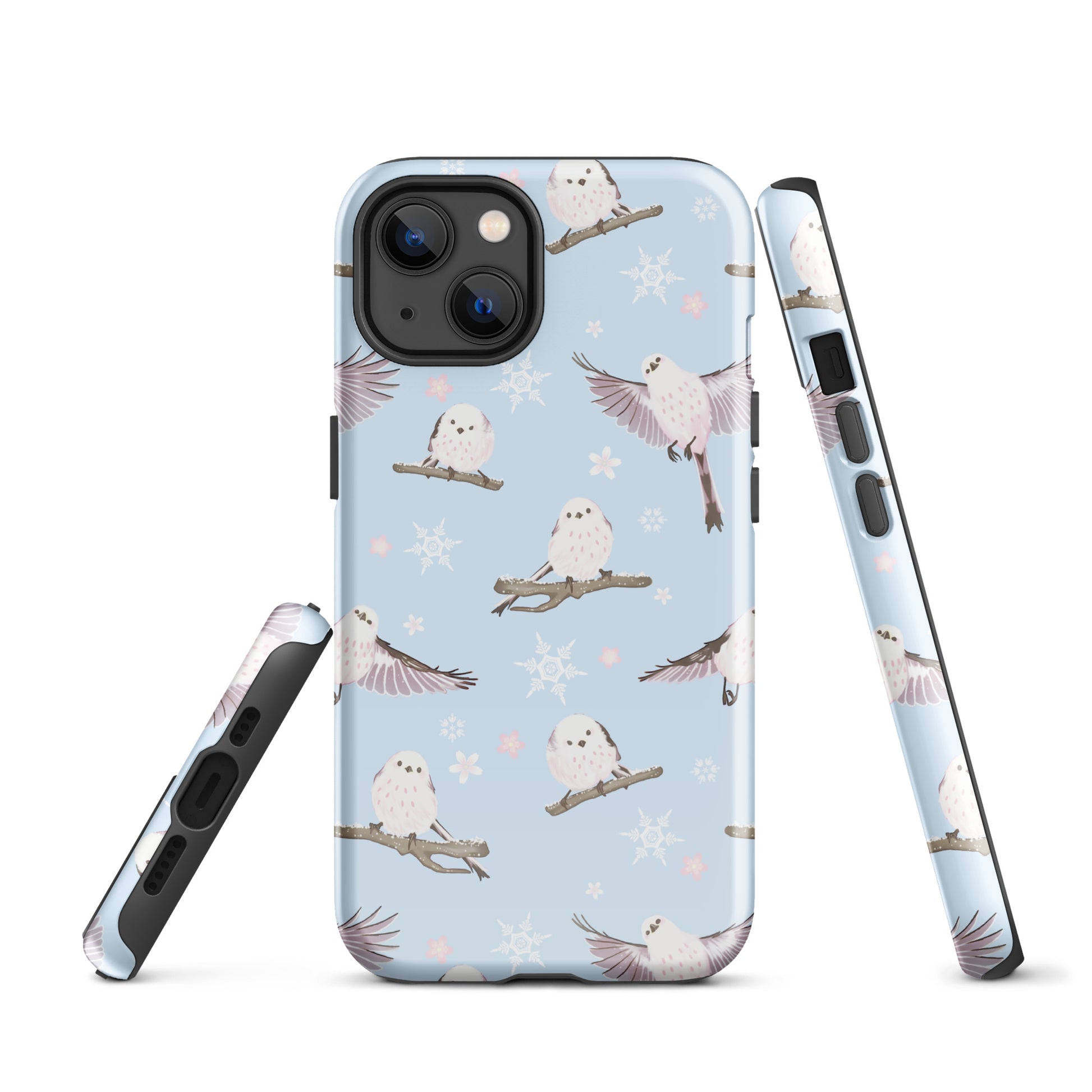 Stylish Snow Bird iPhone® Tough Case featuring a durable design with impact-resistant polycarbonate and TPU lining.