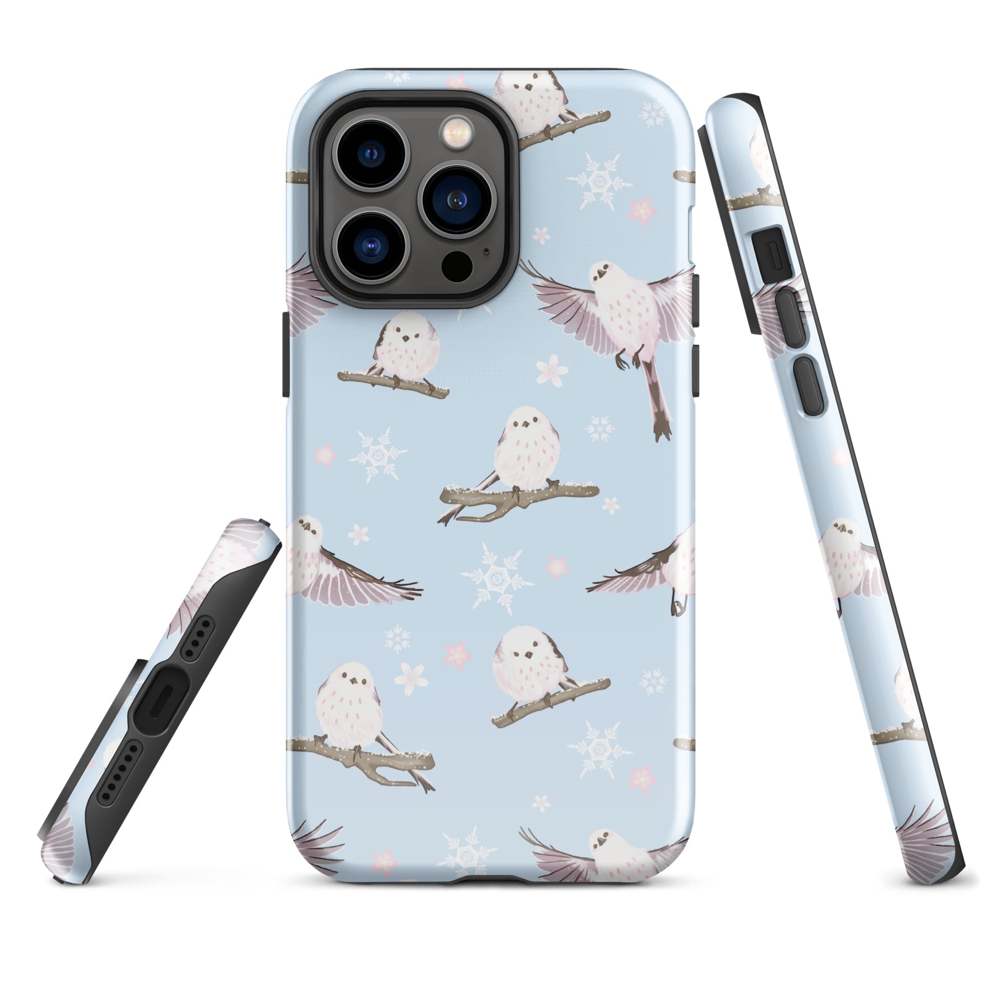 Stylish Snow Bird iPhone® Tough Case features a durable design with a lovely bird print for year-round protection.
