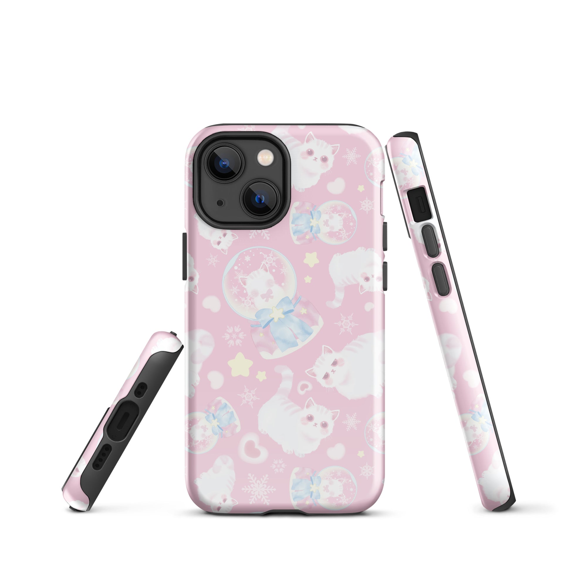 Durable Snow Kitten iPhone® Tough Case showcases cute kittens, offering stylish protection for your phone year-round.
