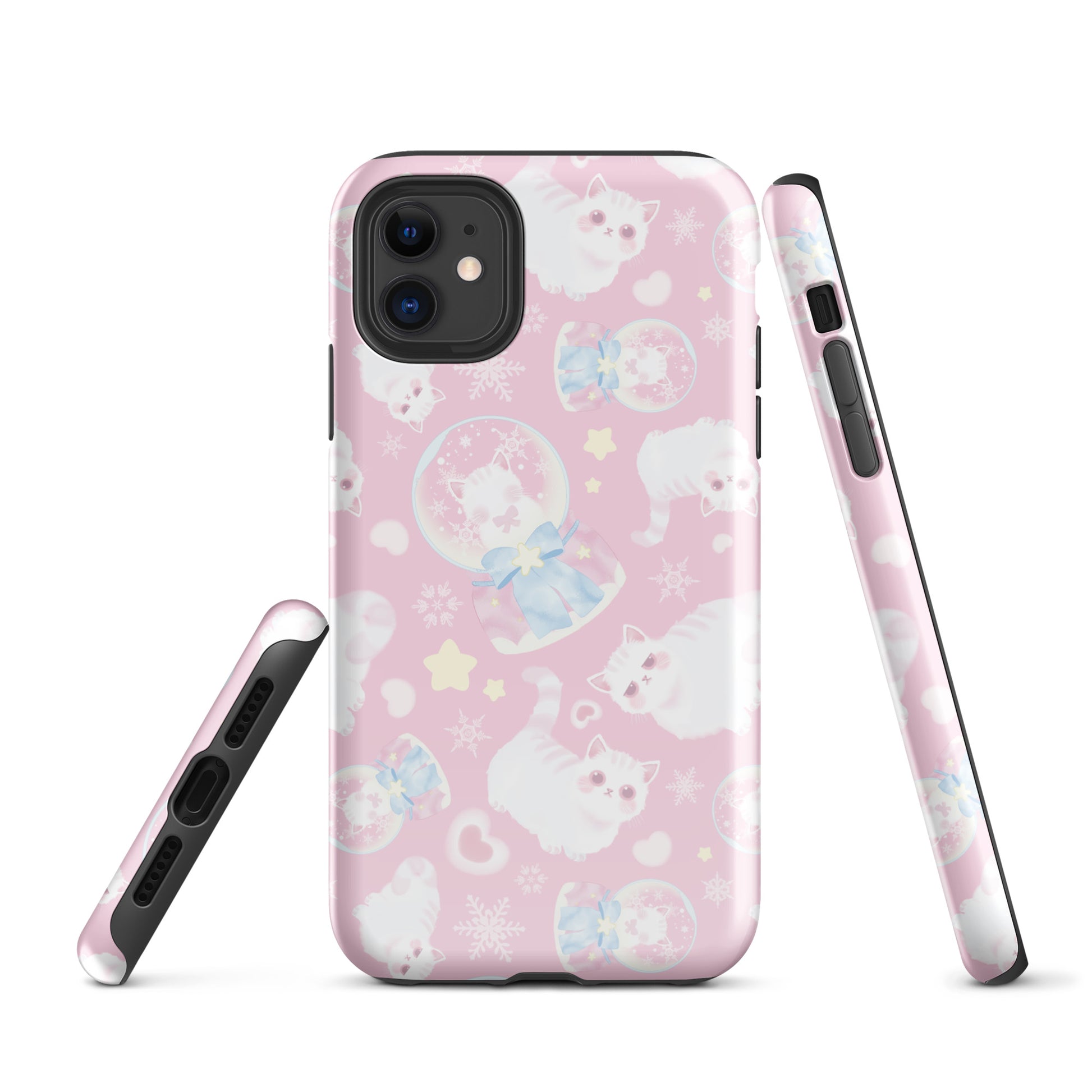 Stylish Snow Kitten iPhone® Tough Case featuring cute kittens, impact-resistant design for ultimate phone protection.