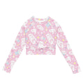 Snow Puppy Long-sleeved Crop Top features a cute design, eco-friendly materials, perfect for athleisure or sports wear.