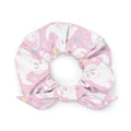 Stylish Snow Puppy Scrunchie features cute puppies, perfect for adding charm to any pastel outfit or hairstyle.