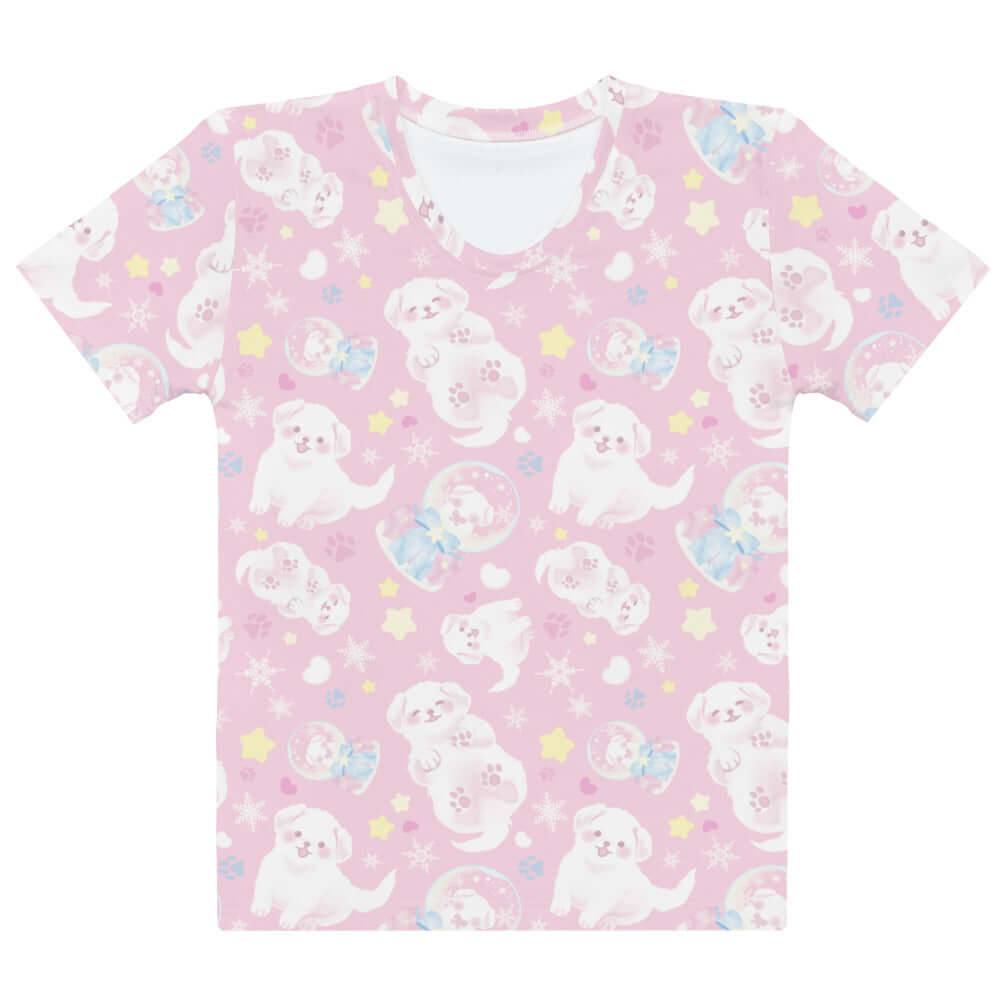 Soft and stylish Snow Puppy T-shirt featuring a cute print, perfect for lounging or workouts.