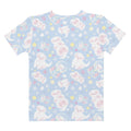 Snow Puppy T-shirt featuring a cute all-over print, perfect for lounging or gym use with soft, durable fabric.