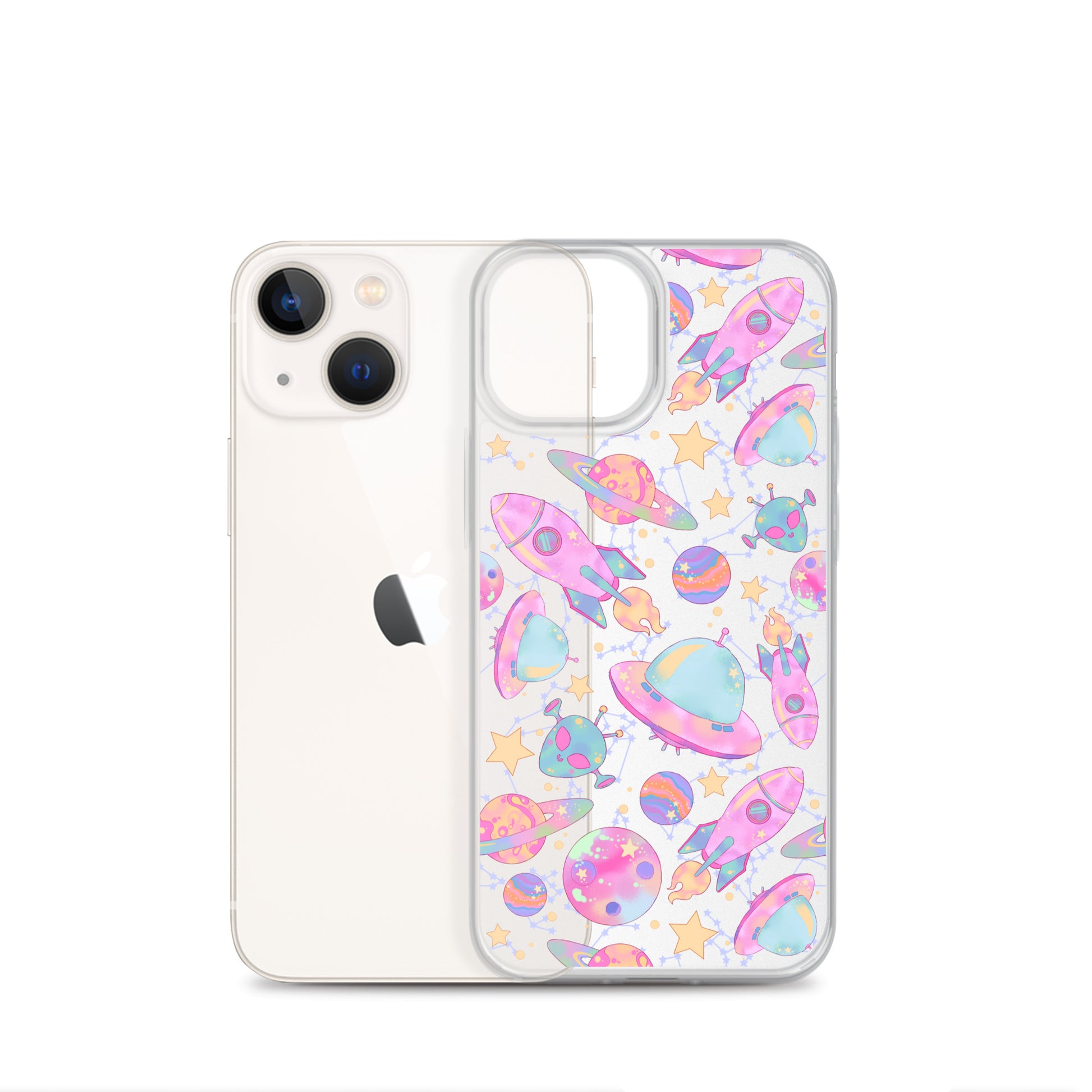 Celebrate style and protection with the Space iPhone® Clear Case, featuring a vibrant space print.