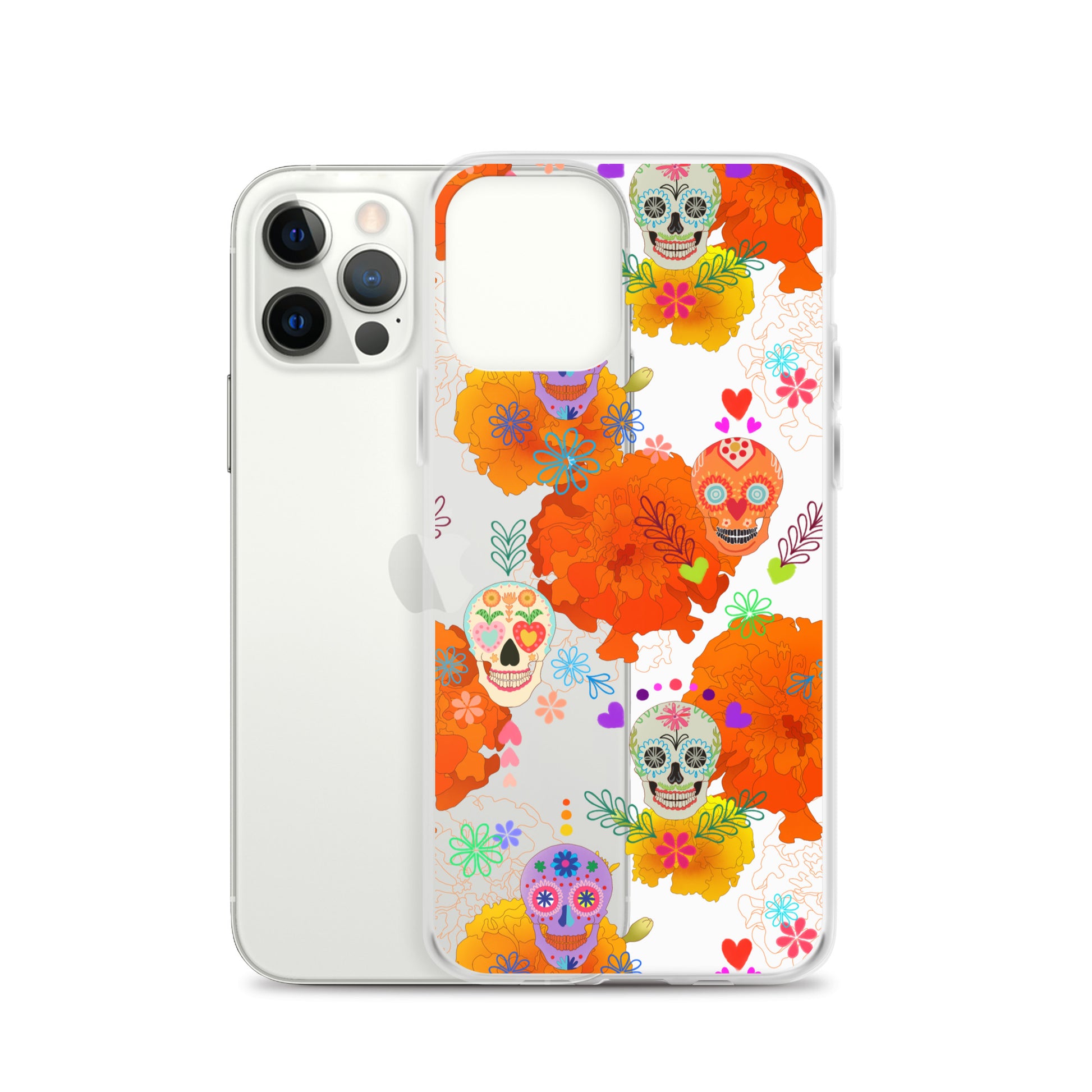 Protect your phone in style with the Sugar Skull iPhone® Clear Case featuring vibrant designs and flexible sides.