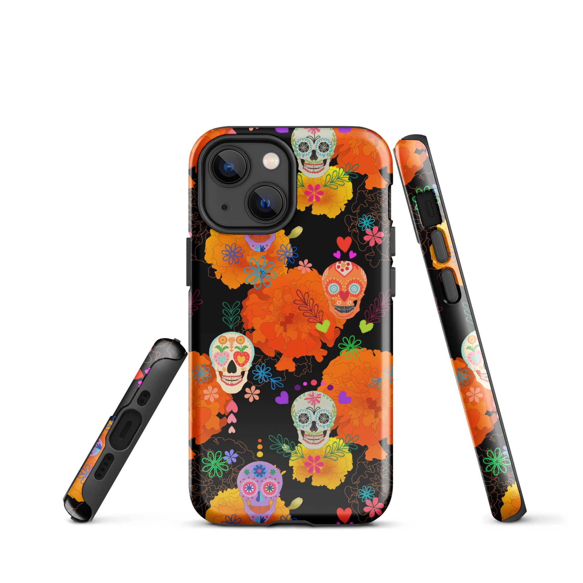 Colorful Sugar Skull iPhone® Tough Case, featuring a durable design for stylish phone protection all year round.