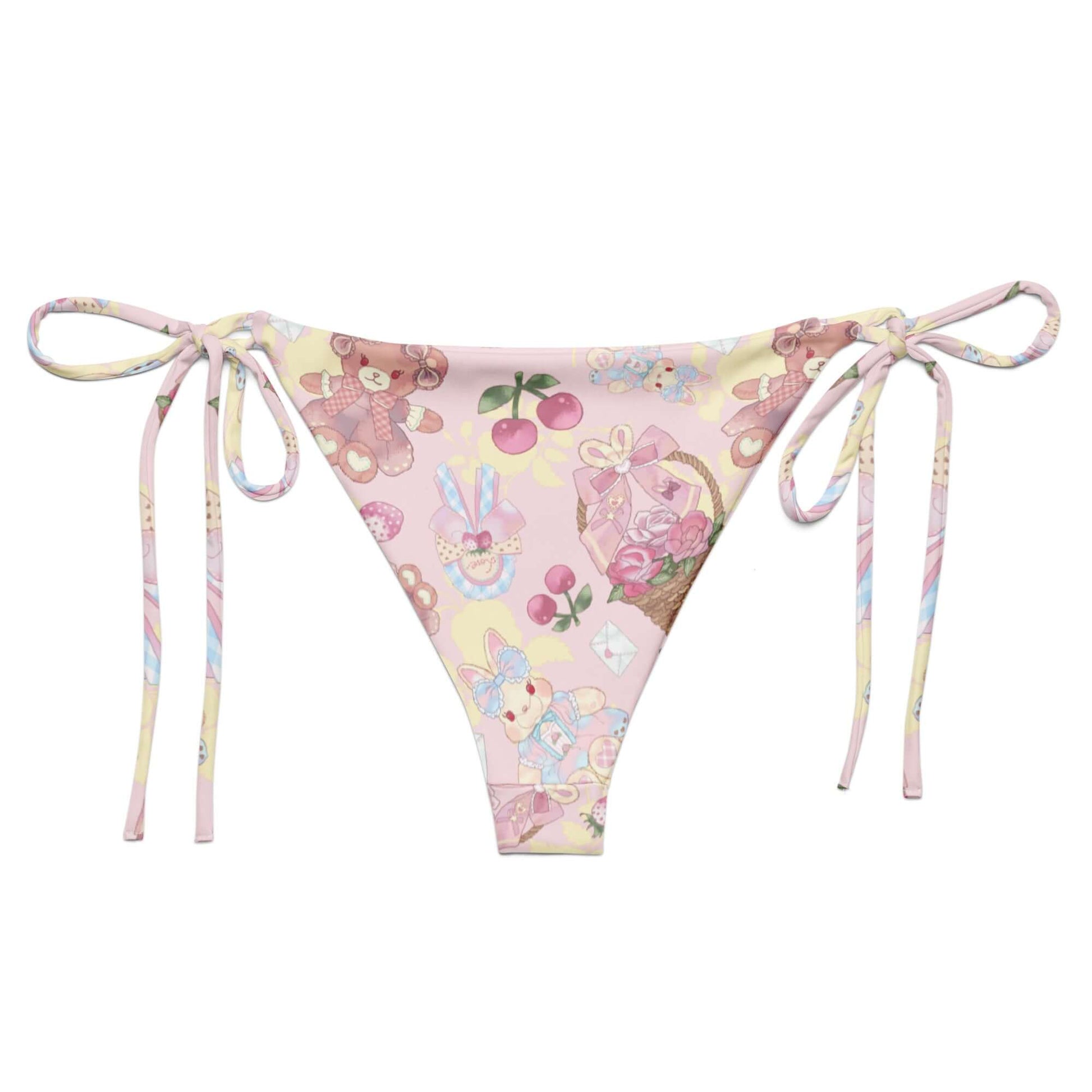 Sweet Teddy String Bikini Bottom features a playful design, perfect for poolside lounging in style and comfort.