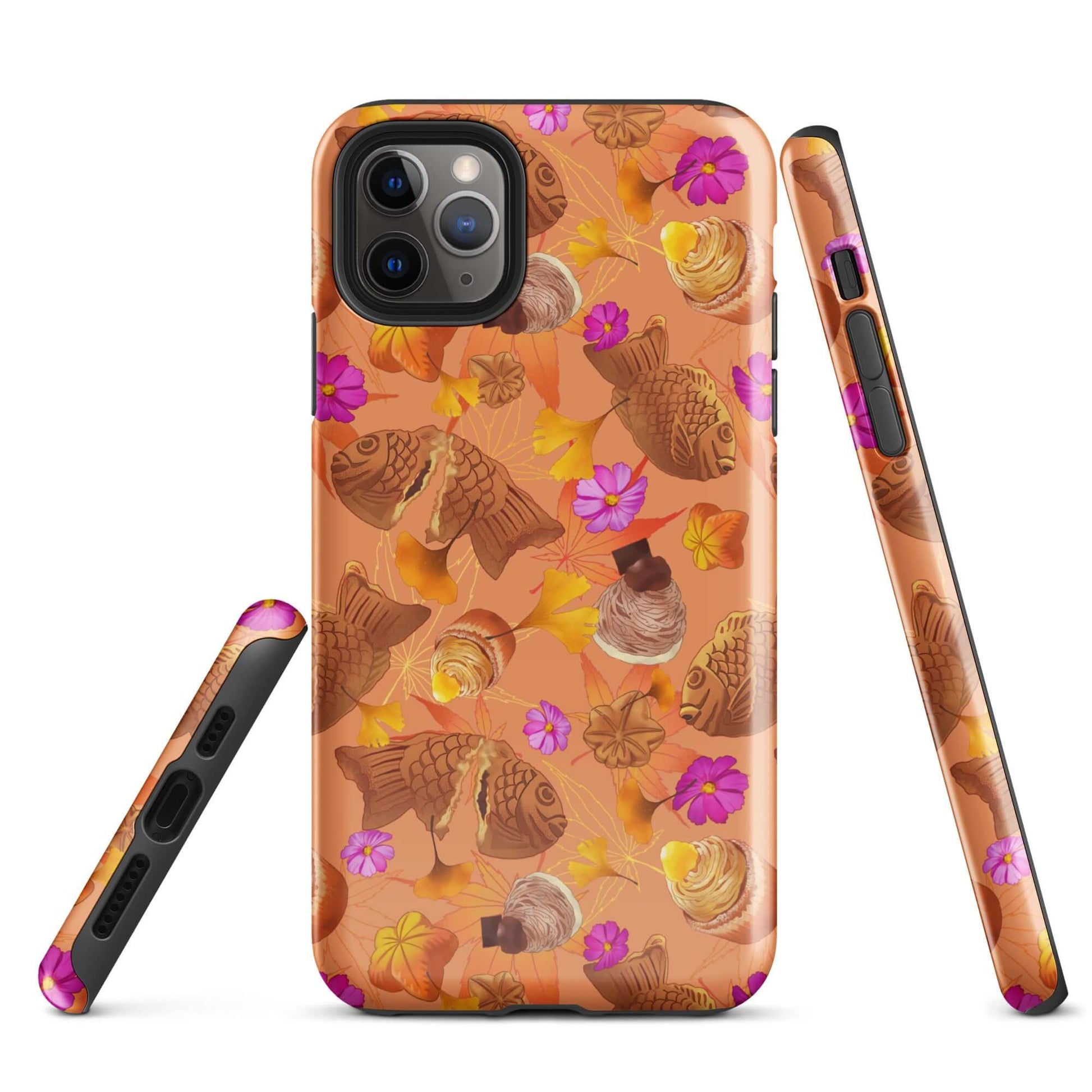 Stylish Momiji iPhone® Tough Case featuring a vibrant fish and flower design, providing durable protection and flair.