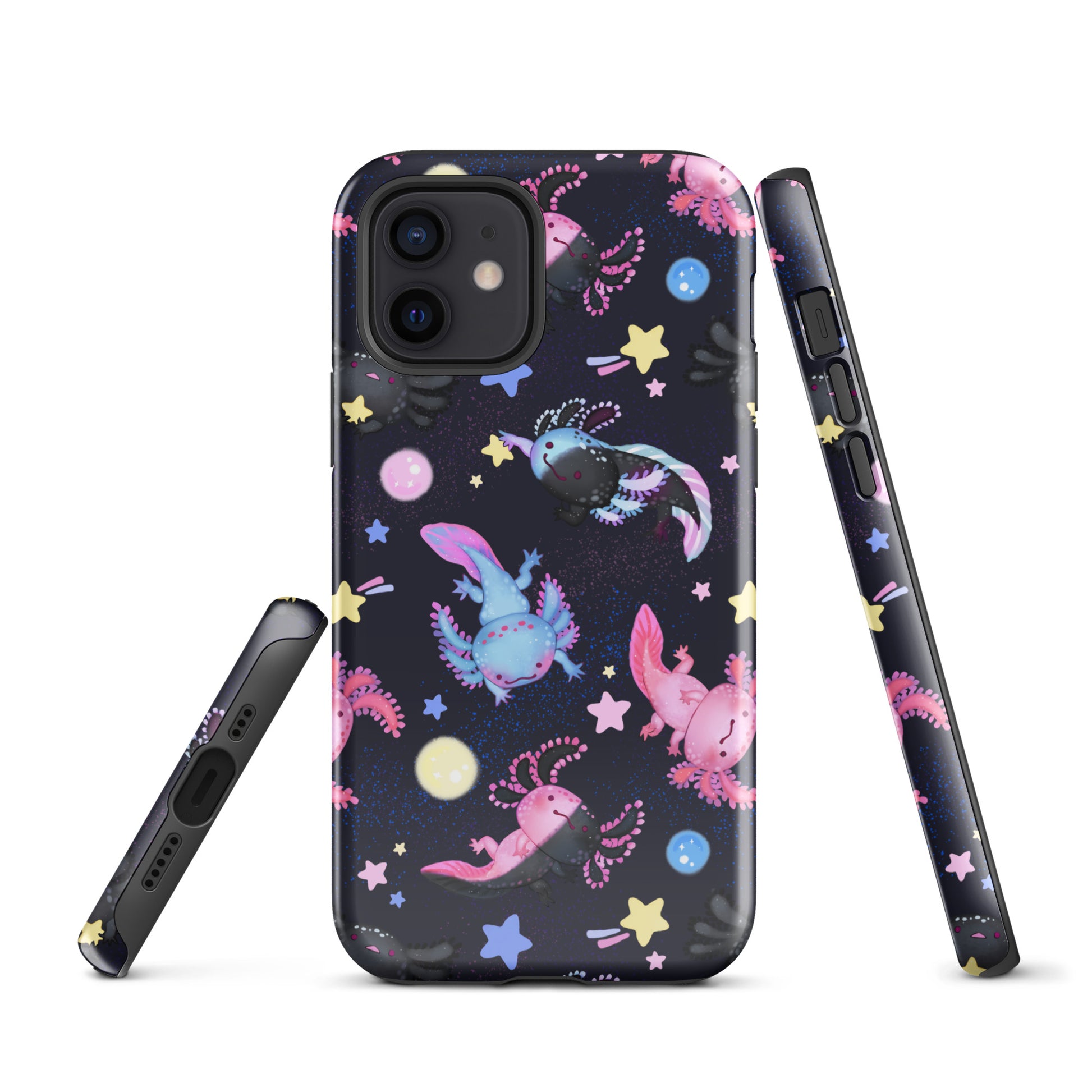 Colorful Axolotl iPhone® Tough Case featuring a durable design for stylish protection and impact absorption.