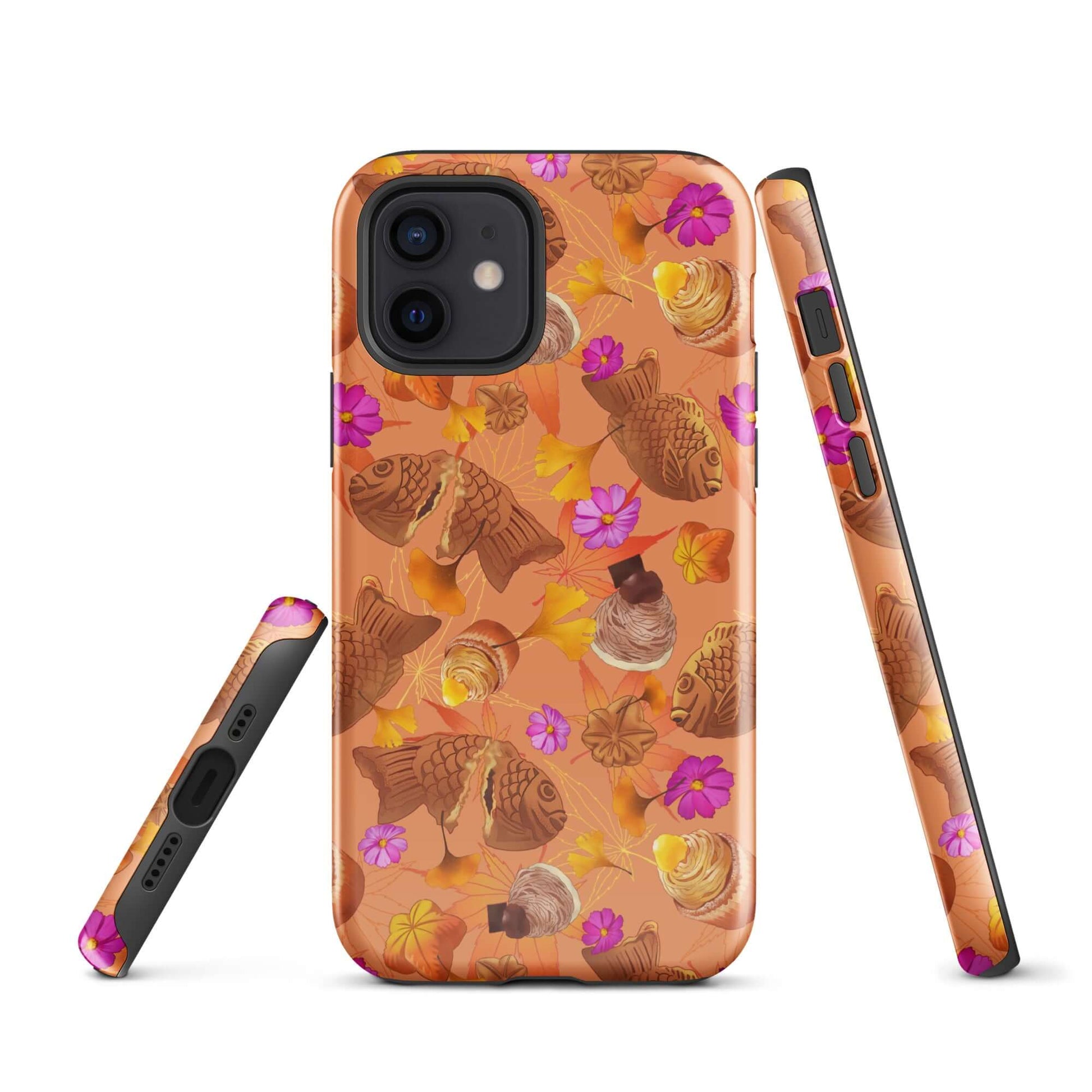 Colorful Momiji iPhone® Tough Case featuring fish and flowers, designed for style and protection all year round.