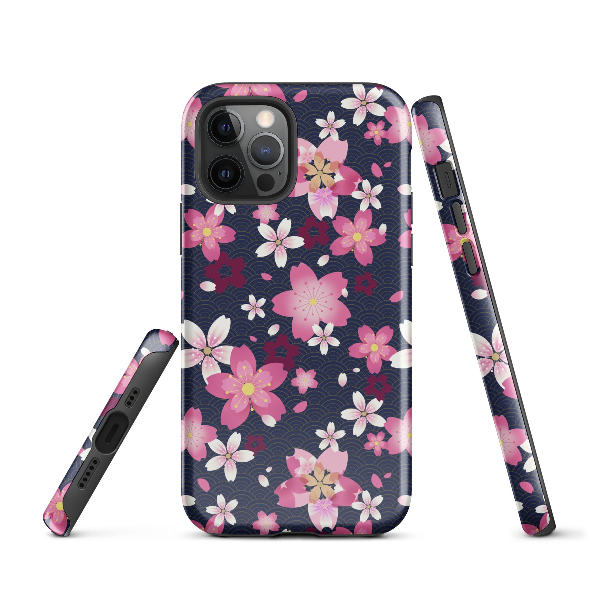Stylish Sakura iPhone® Tough Case features floral design and dual-layer protection for maximum safety and style.