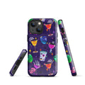 Monster Party iPhone® Tough Case features a vibrant design with drinks and skulls, blending style and protection perfectly.