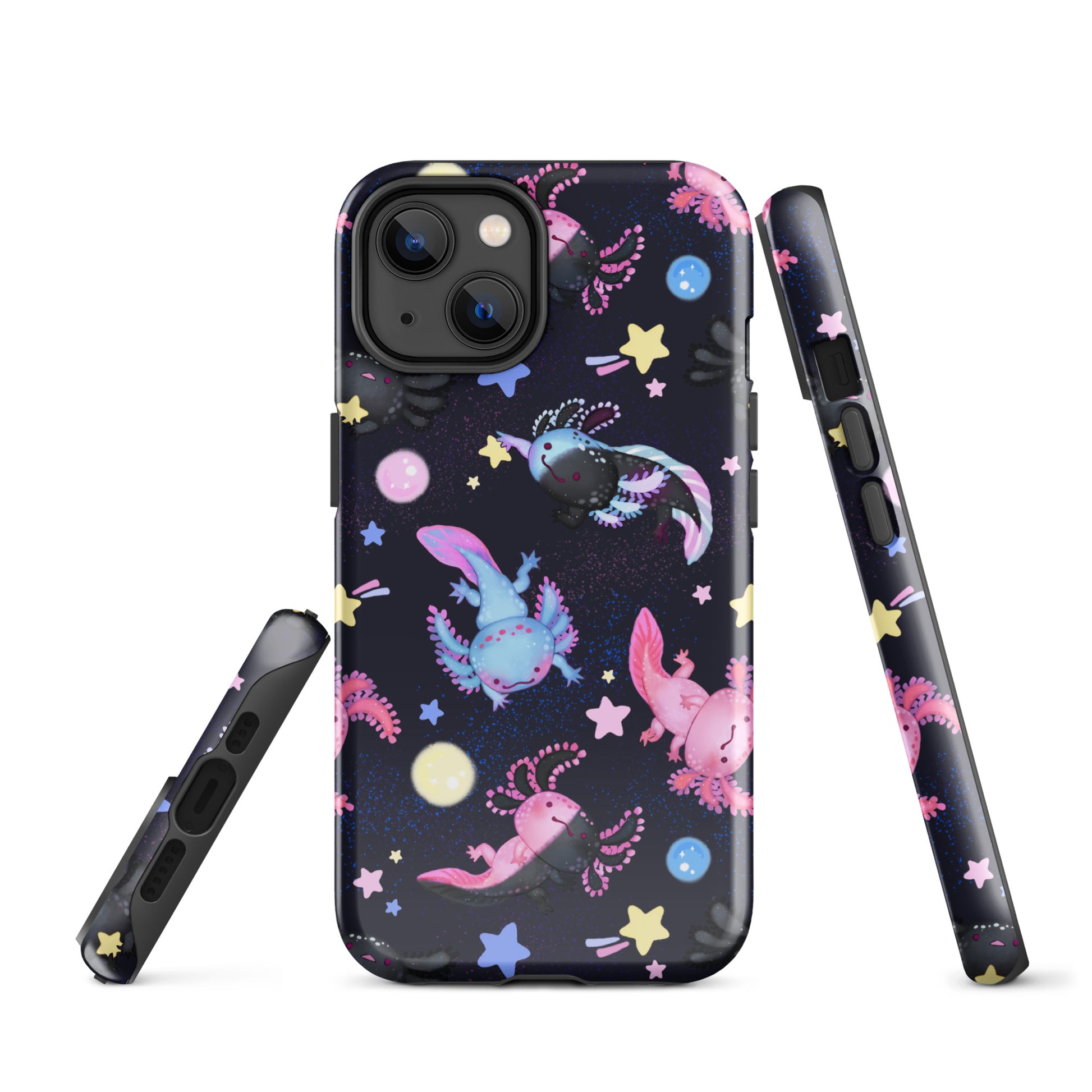 Stylish Axolotl iPhone® Tough Case features a durable design with colorful axolotl patterns for trendy protection.