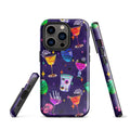 Stylish Monster Party iPhone® Tough Case featuring colorful drink designs, perfect for protecting your phone in style.