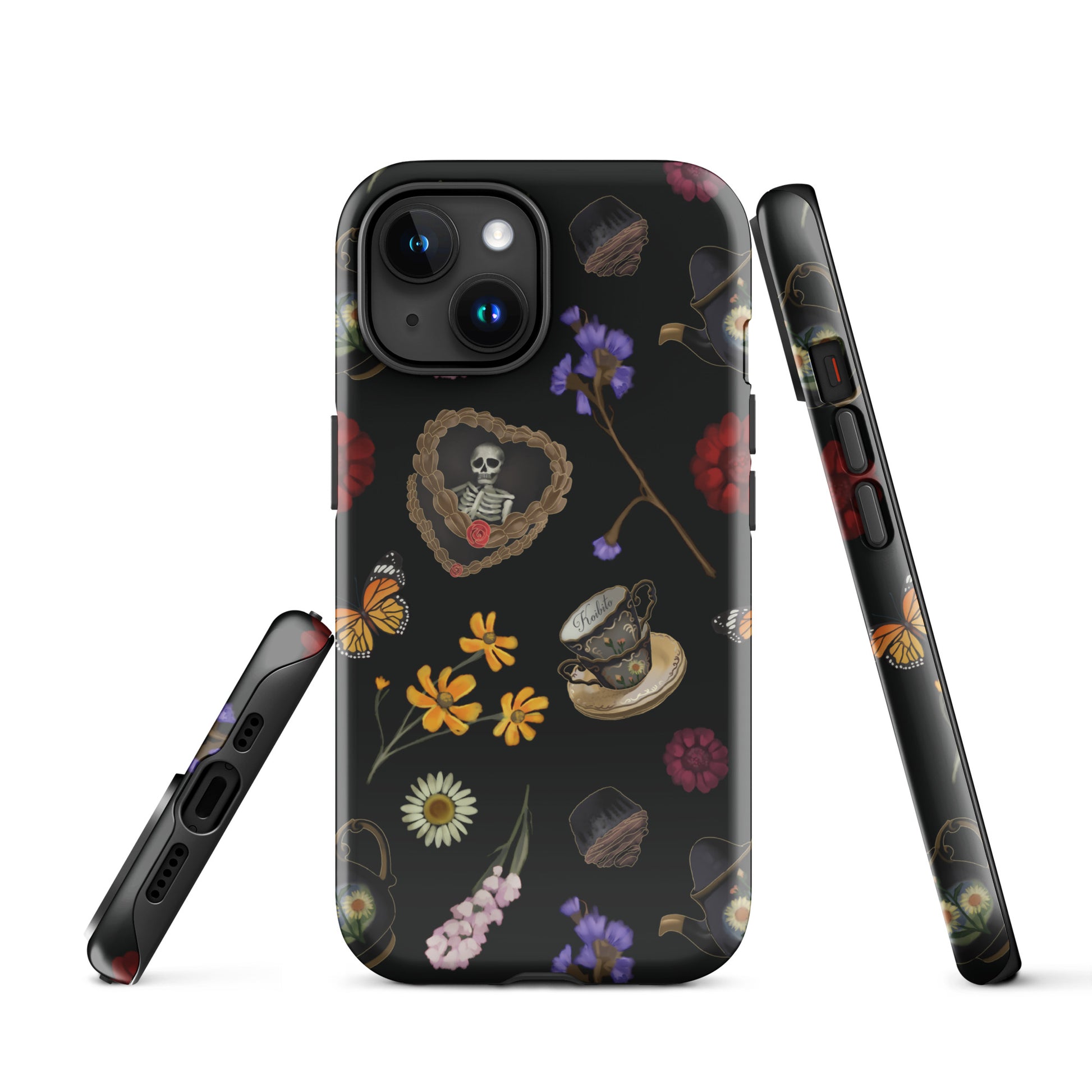 Stylish Gothic Tea Time iPhone® Tough Case featuring floral and whimsical designs for ultimate phone protection.