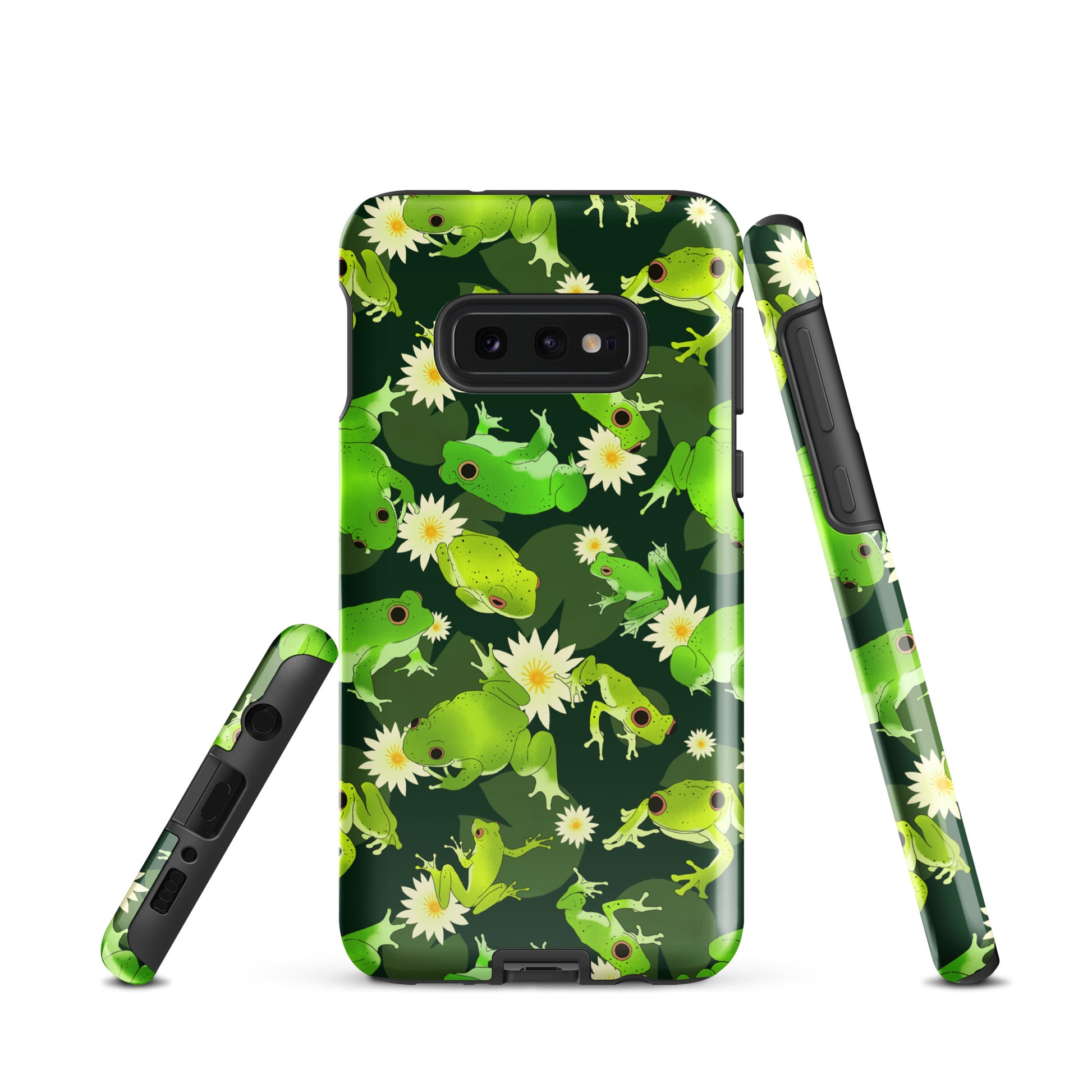 Stylish Kero-kero Samsung® Tough Case featuring vibrant frogs, ensuring your phone stays protected and artistic.