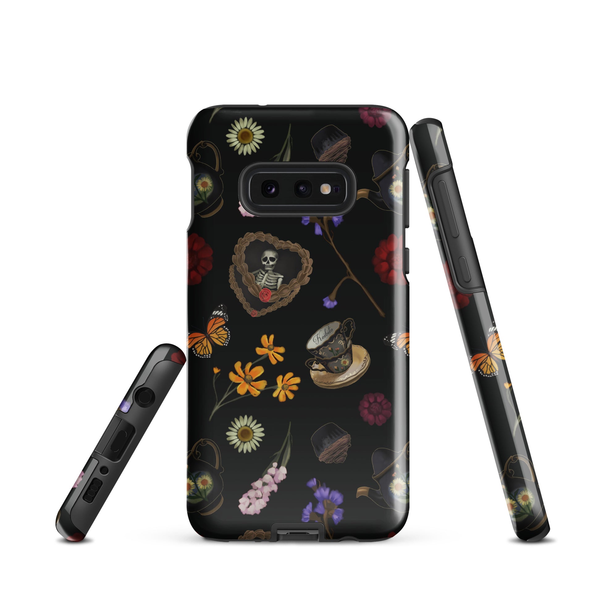 Gothic Tea Time Samsung® Tough Case features a stylish design with floral and skull motifs, offering superior protection.