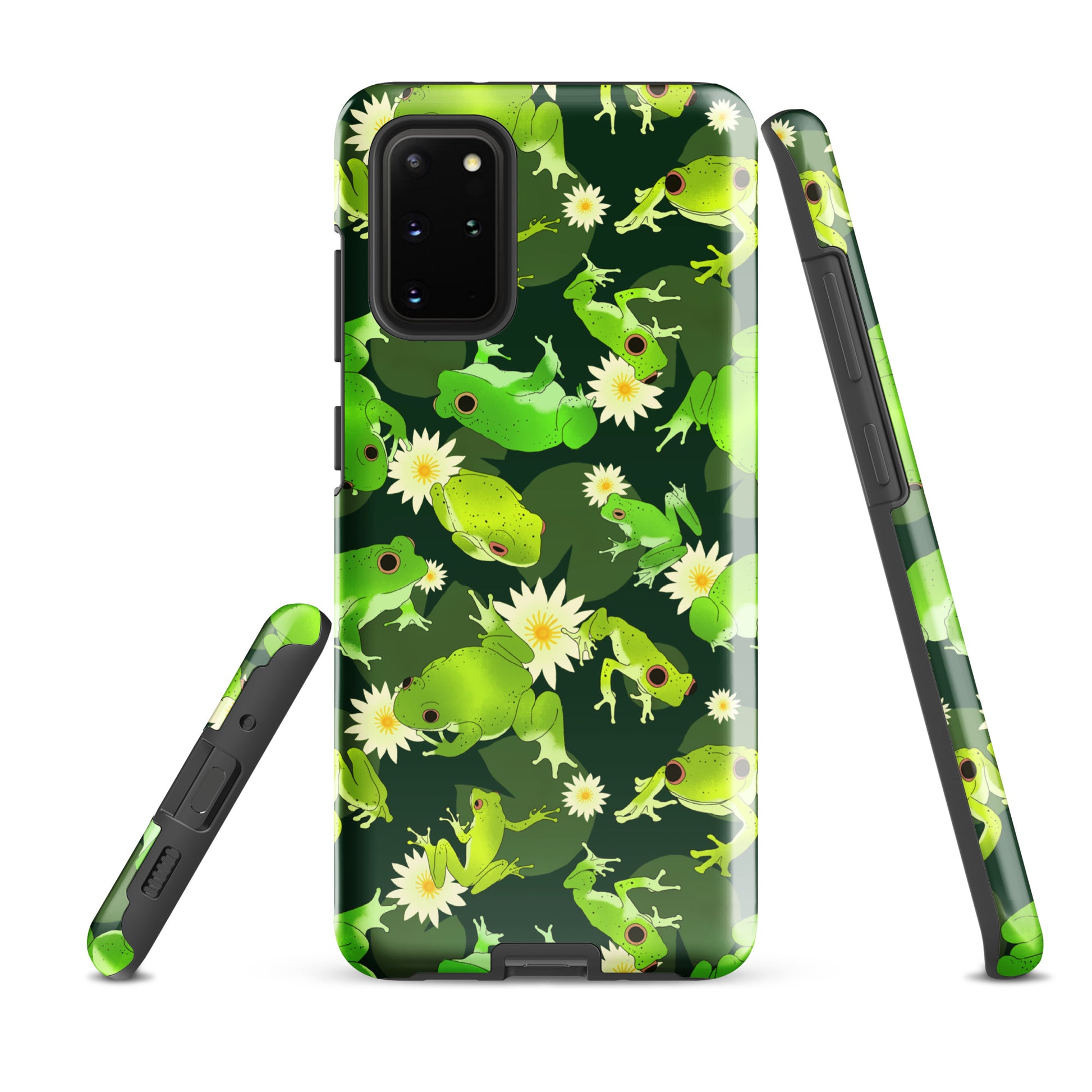 Kero-kero Samsung® Tough Case showcases vibrant frogs, combining art with impact-resistant protection for your phone.