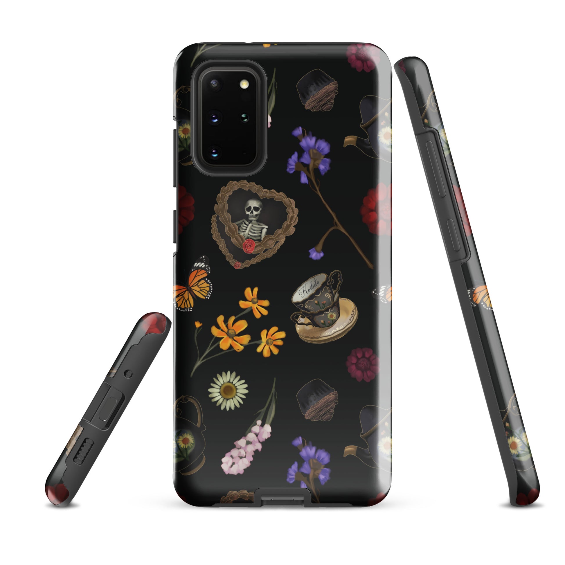 Gothic Tea Time Samsung® Tough Case features a striking floral design, ensuring style and protection for your phone.