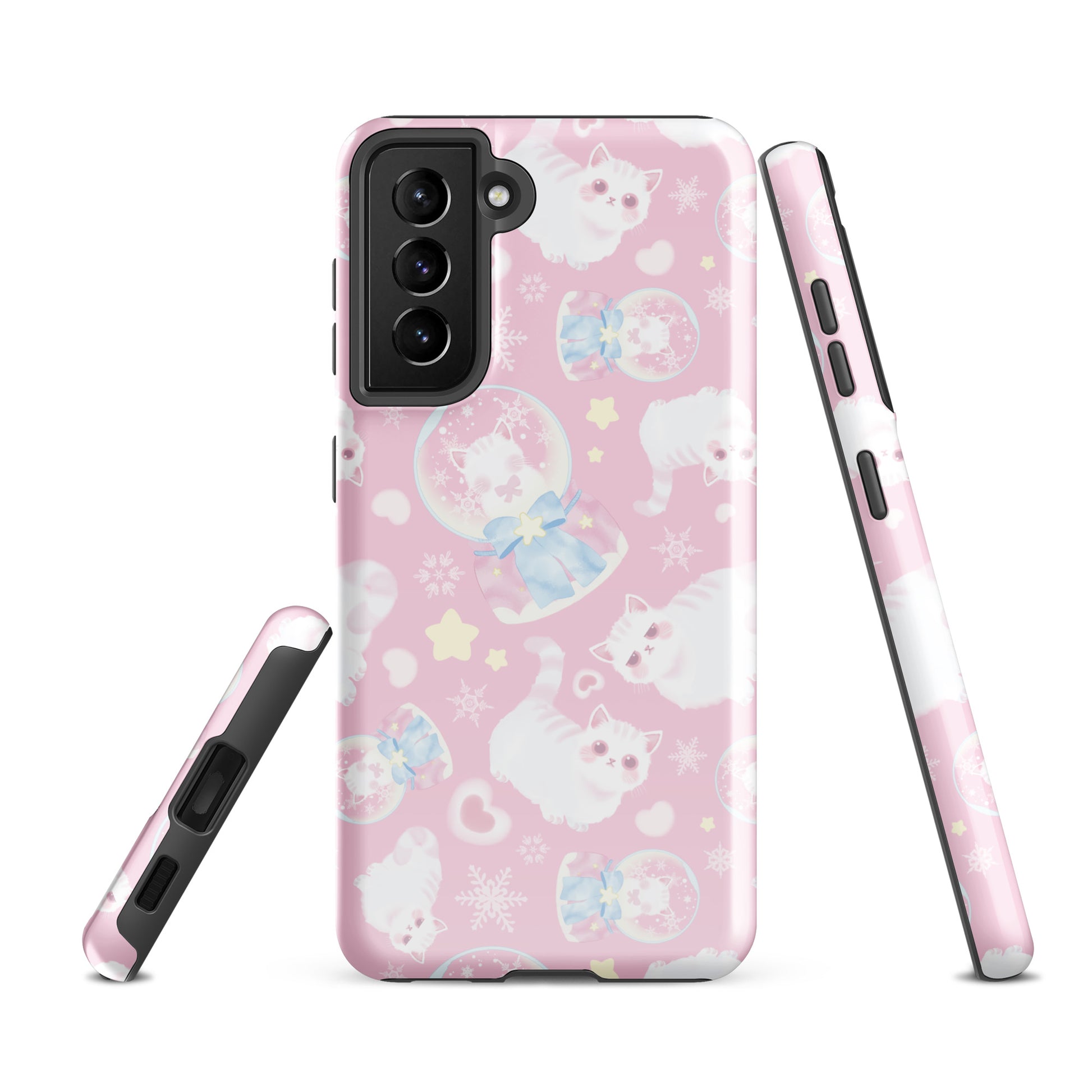 Snow Kitten Samsung® Tough Case features a cute design, offering durability and protection for your Galaxy S21 FE.