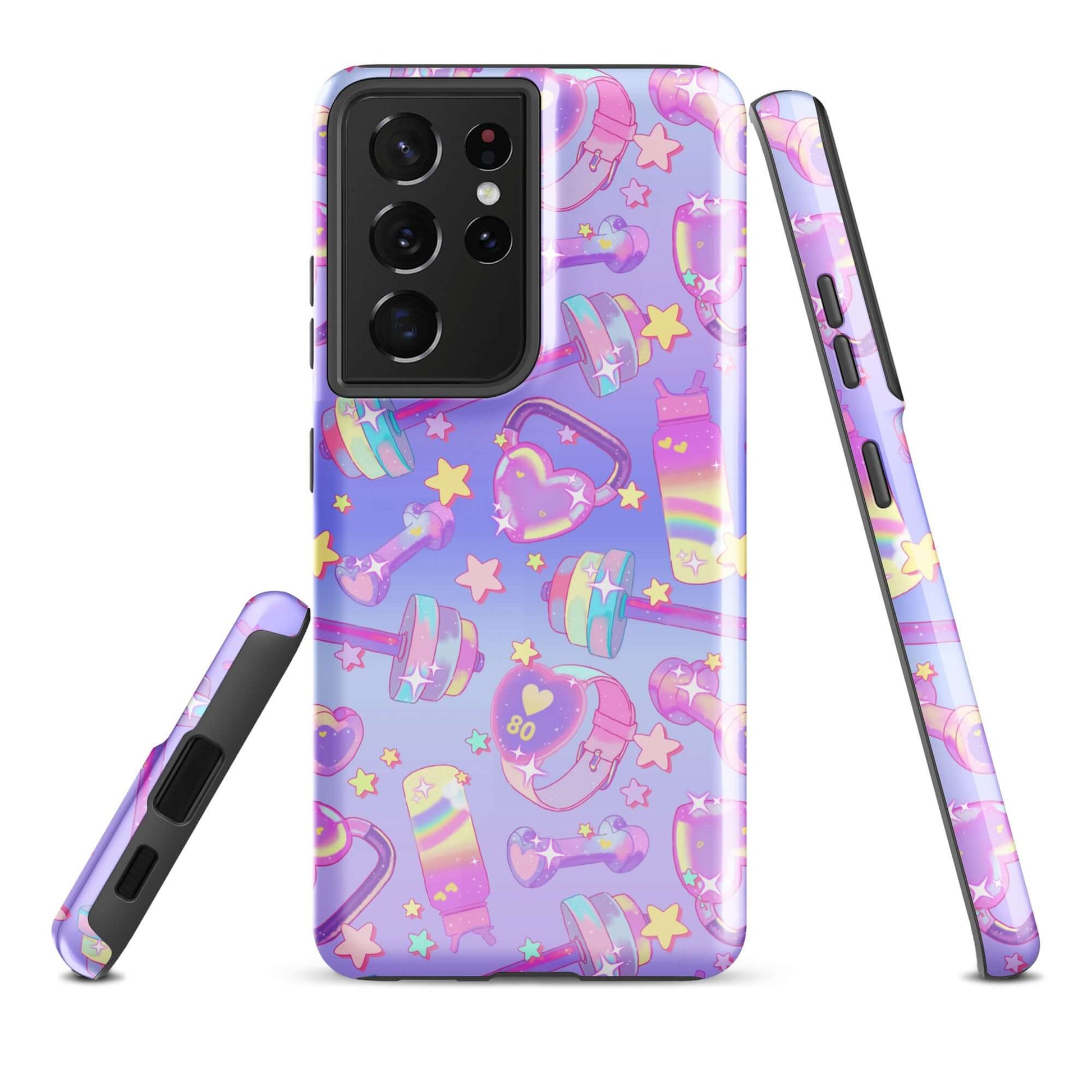 Stylish Glitter Gains Samsung® Tough Case features durable, impact-resistant design for optimal phone protection.