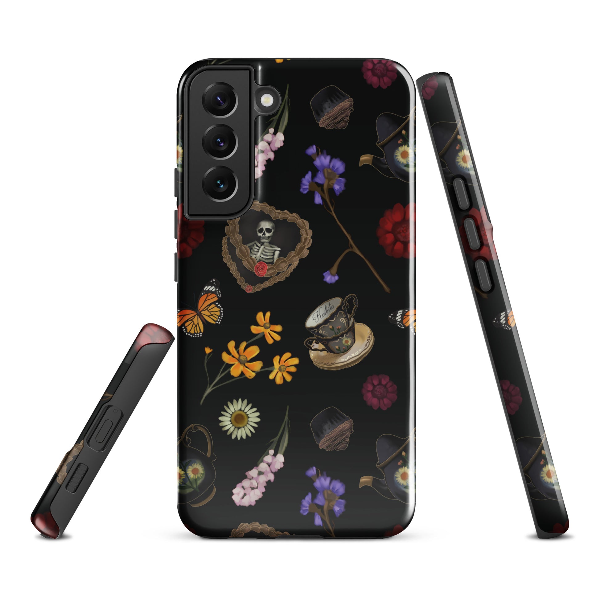 Gothic Tea Time Samsung® Tough Case features vibrant floral and skull designs, ensuring style and protection for your phone.