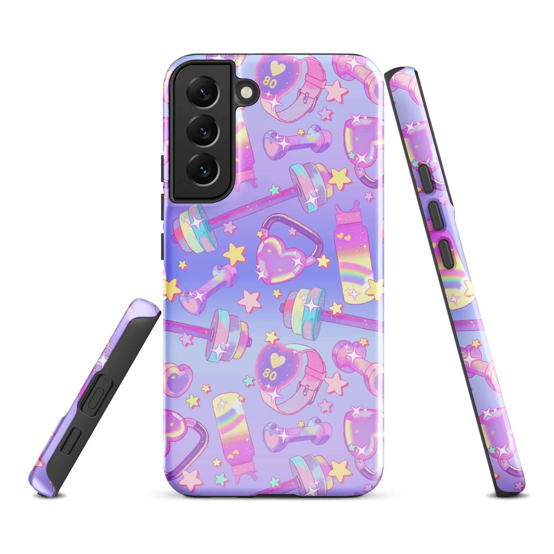 Colorful Glitter Gains Samsung® Tough Case featuring cute fitness designs, ensuring style and durability for your phone.