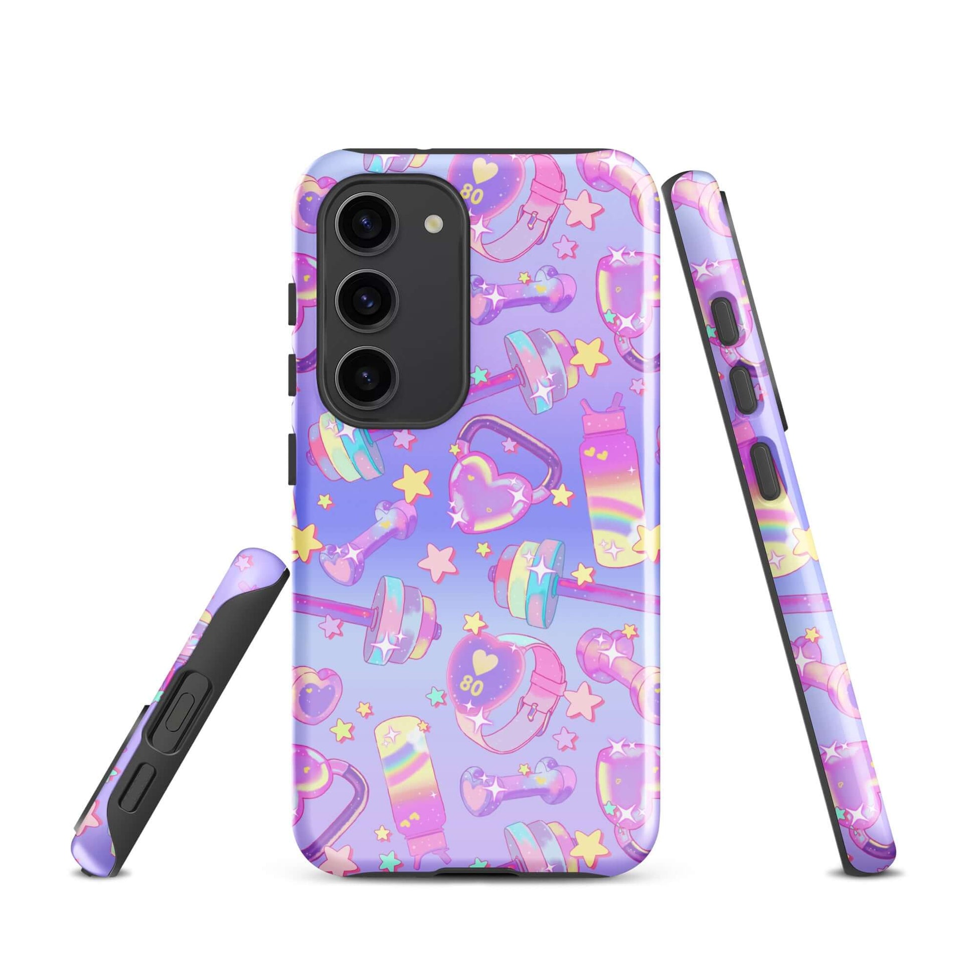 Stylish Glitter Gains Samsung® Tough Case featuring colorful patterns, offering durability and phone protection.