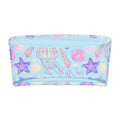 Under the Sea bandeau bikini top featuring colorful jellyfish, starfish, and seashells on a light blue background.