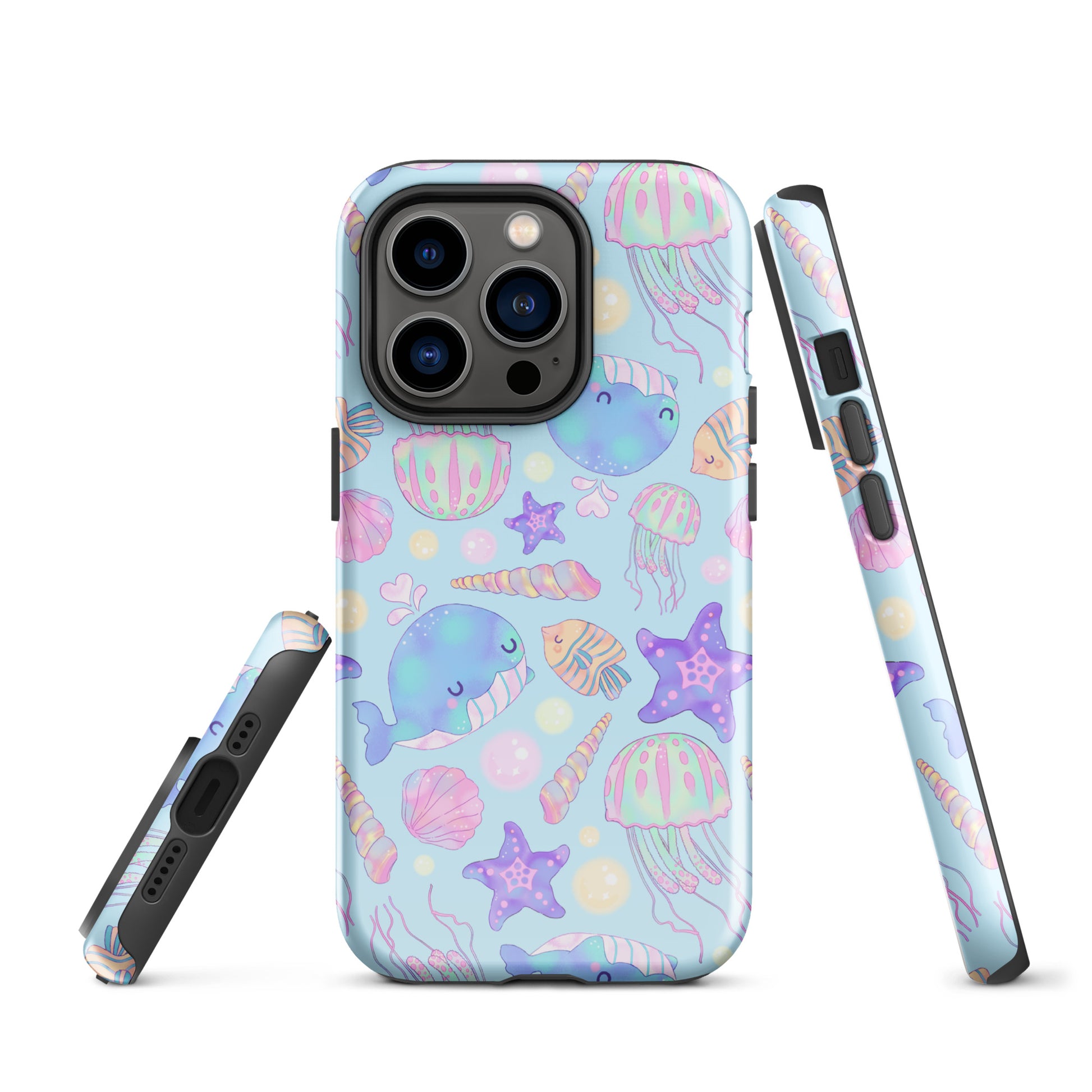 Colorful Under the Sea iPhone® Tough Case featuring cute marine life, ensuring stylish protection for your device.