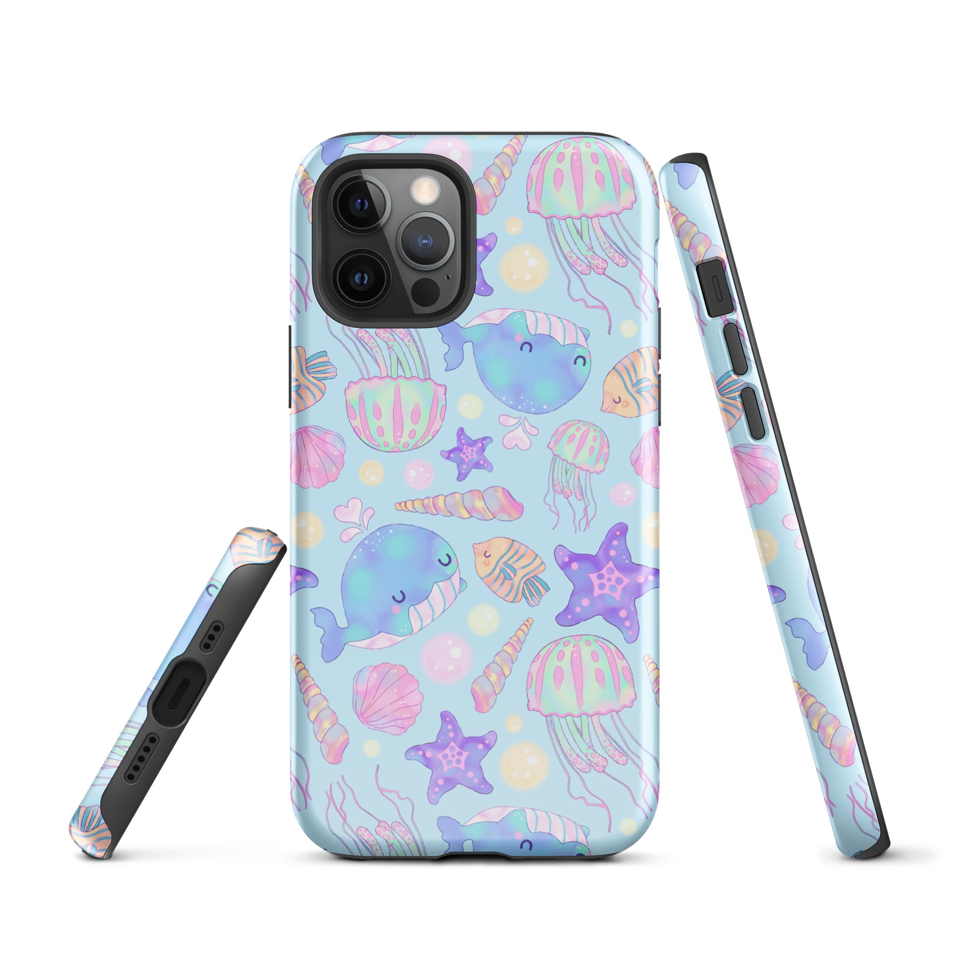 Colorful Under the Sea iPhone® Tough Case features cute sea creatures, combining style and protection for your device.