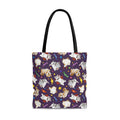 Adorable Trick or Treaters Tote Bag (Purple) perfect for Halloween, featuring playful designs and comfy straps.