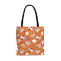 Adorable Trick or Treaters Tote Bag (Orange) perfect for Halloween, lightweight with comfy cotton straps.
