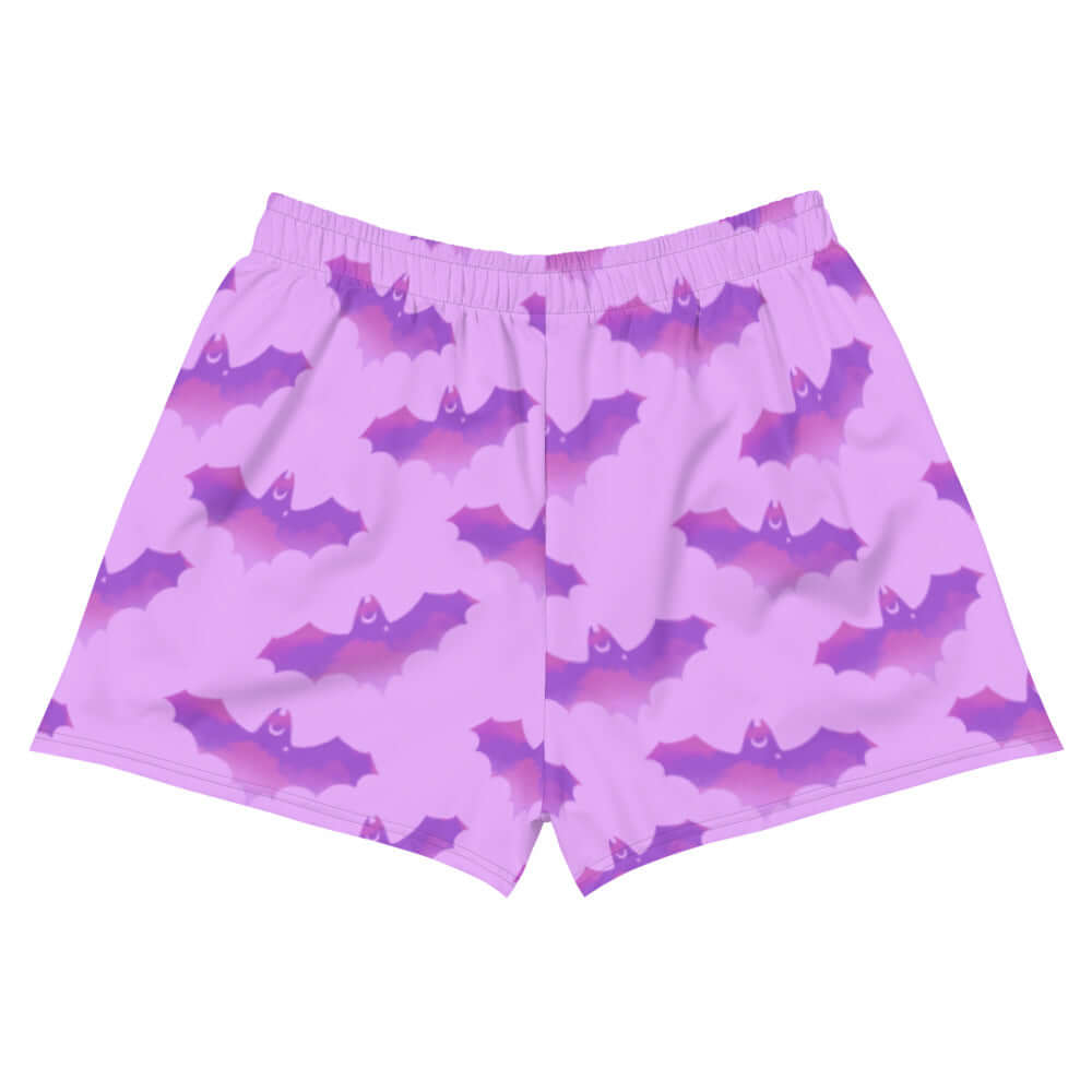 Aensland Athletic Short Shorts featuring a bat print, perfect for showcasing your dark side at the gym.