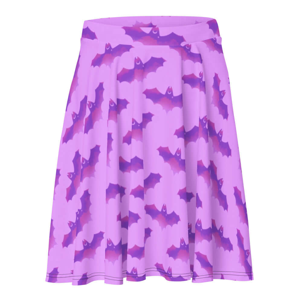 Flattering Aensland Skater Skirt featuring a vibrant bat print, perfect for sunny days and stylish outings.