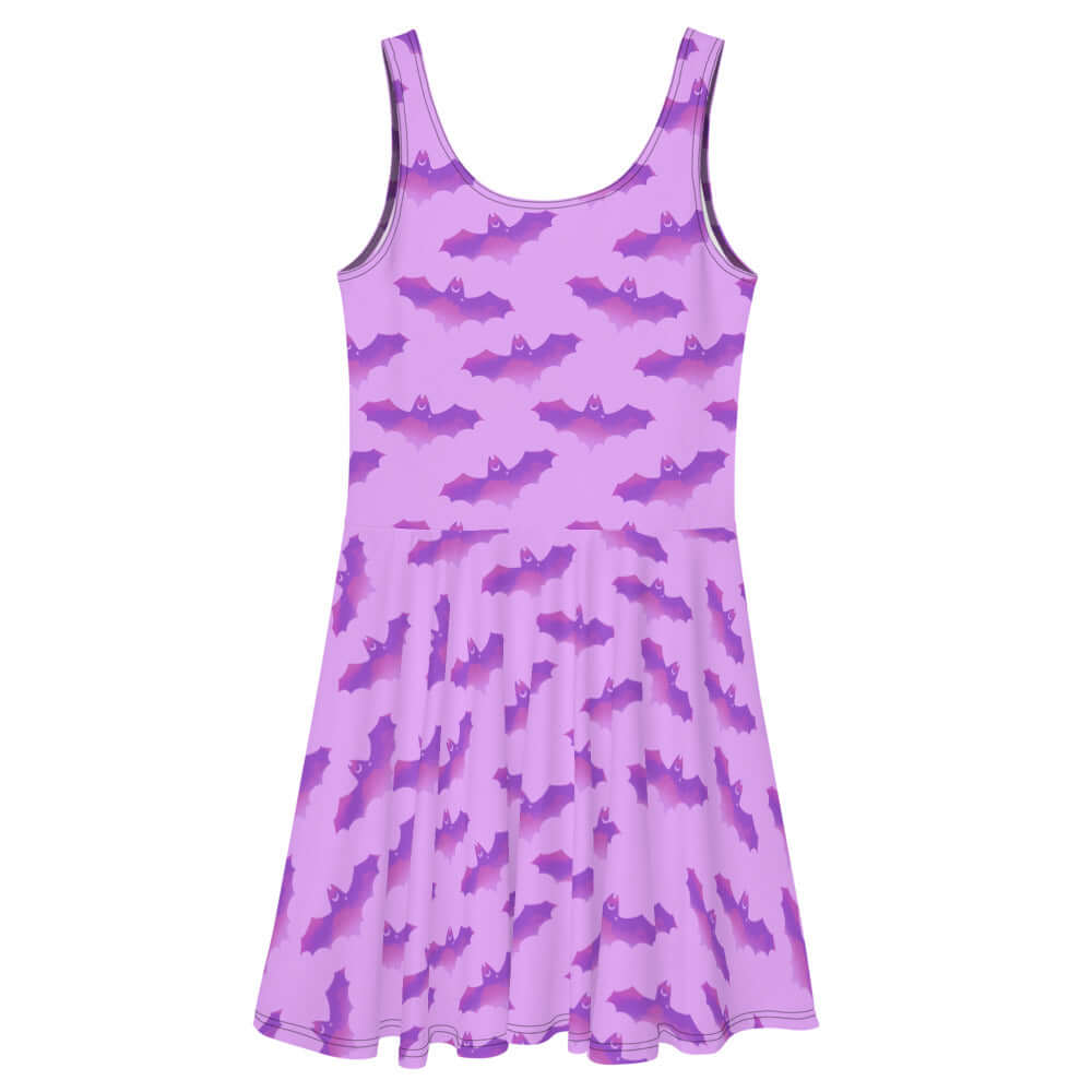 Shop the Aensland Skater Dress featuring a playful bat print and flared skirt, perfect for sunny days.