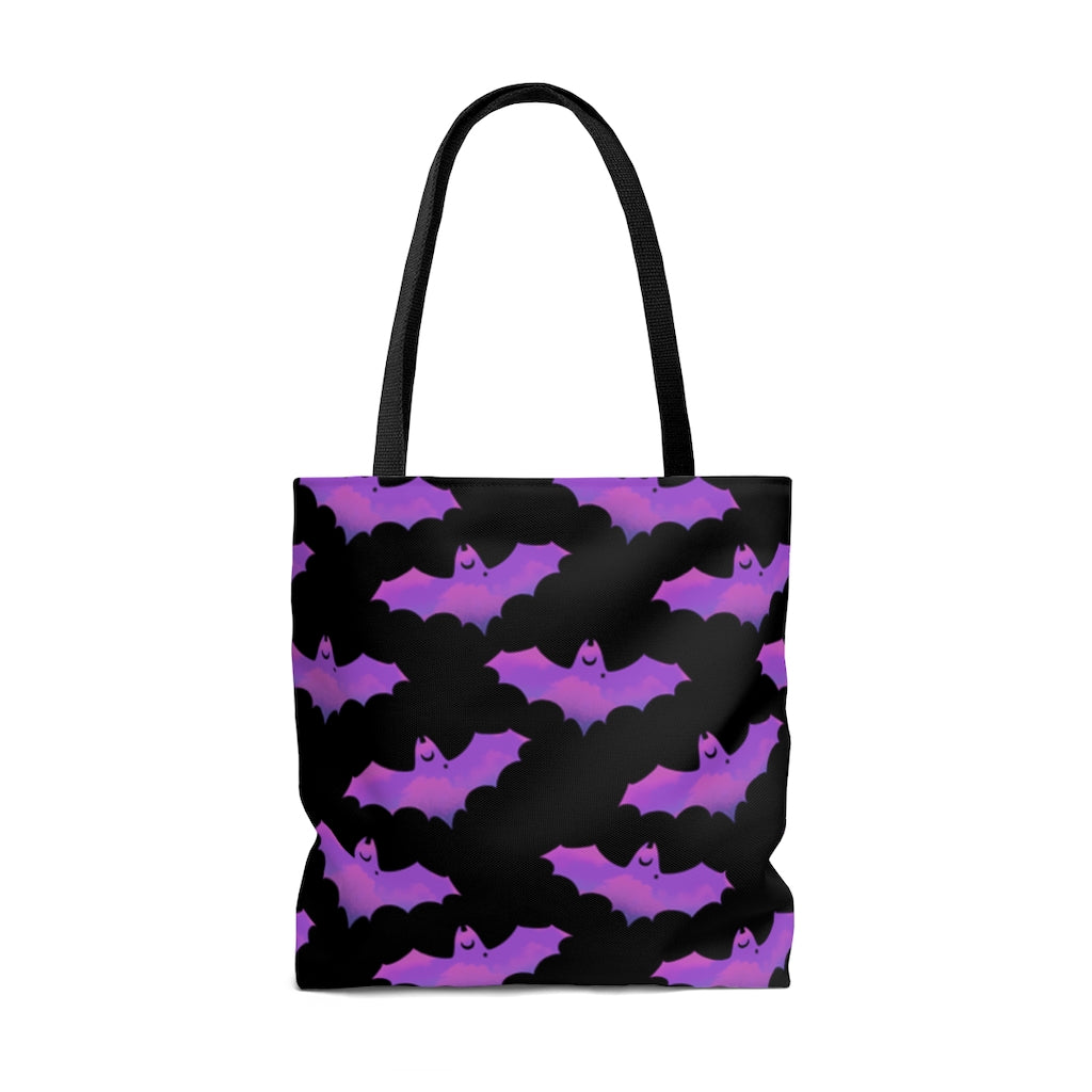 Stylish Aensland Tote Bag (Pink/Black) with playful bat design, perfect for gym or night out.