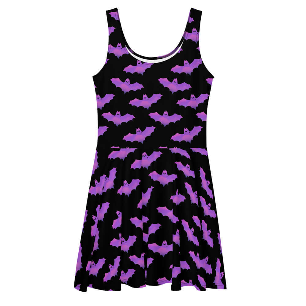 Aensland Skater Dress features a playful bat print, perfect for sunny days and stylish outings.