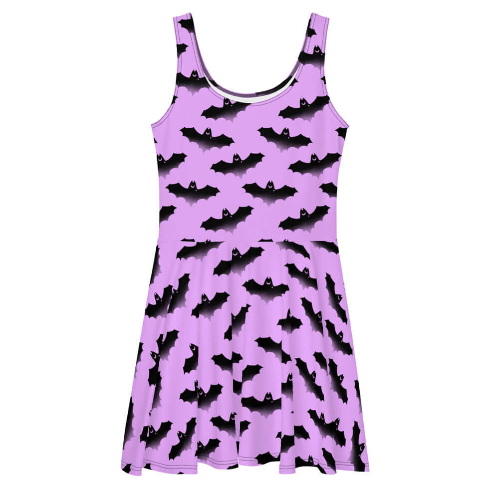Cute Aensland Skater Dress features a playful bat print, perfect for sunny outings and stylish comfort.