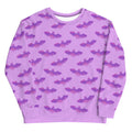 Cozy Aensland Sweatshirt featuring a vibrant bat pattern, perfect for stylish warmth any time of the day.