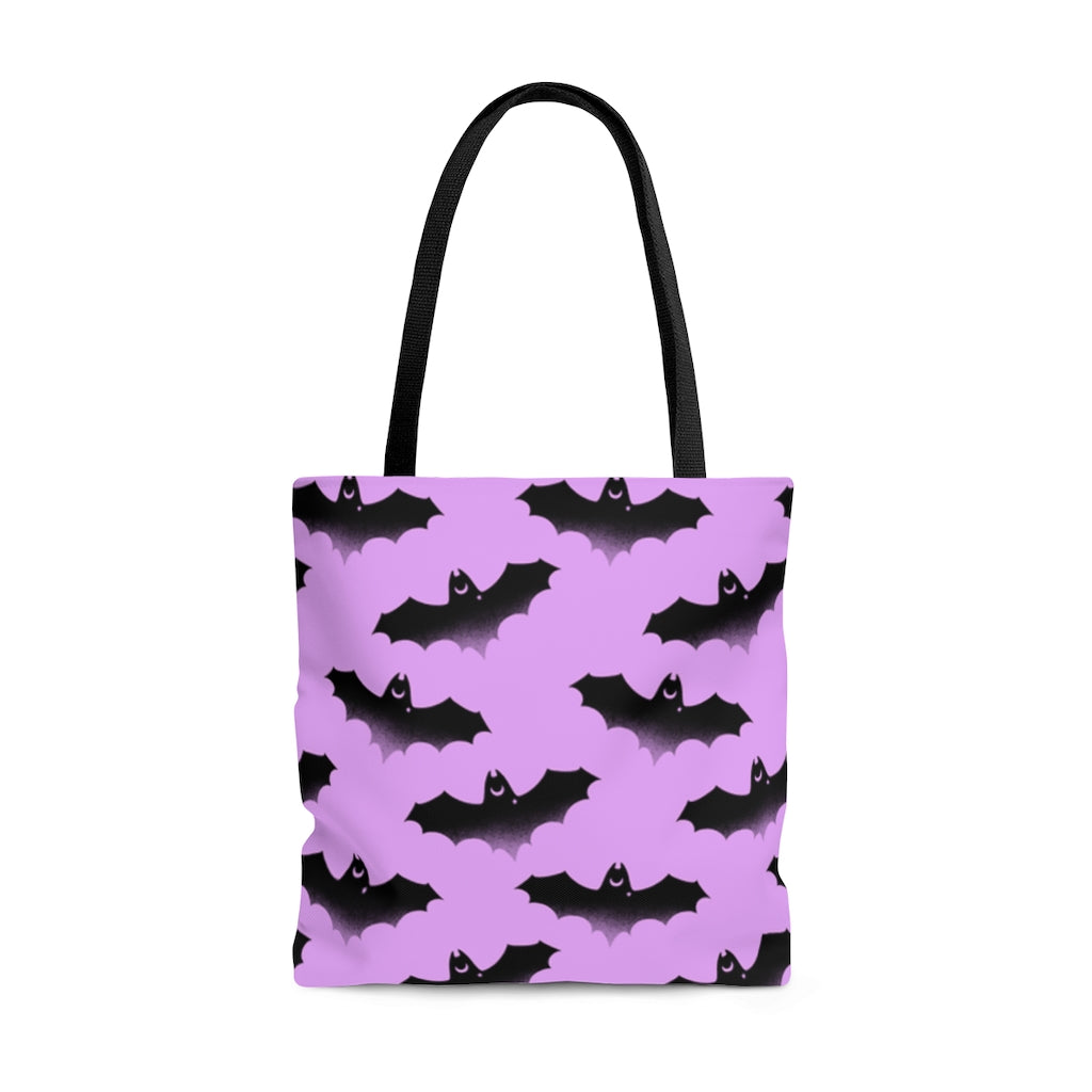 Stylish Aensland Tote Bag (Black/Pink) featuring a unique bat design, perfect for everyday use.