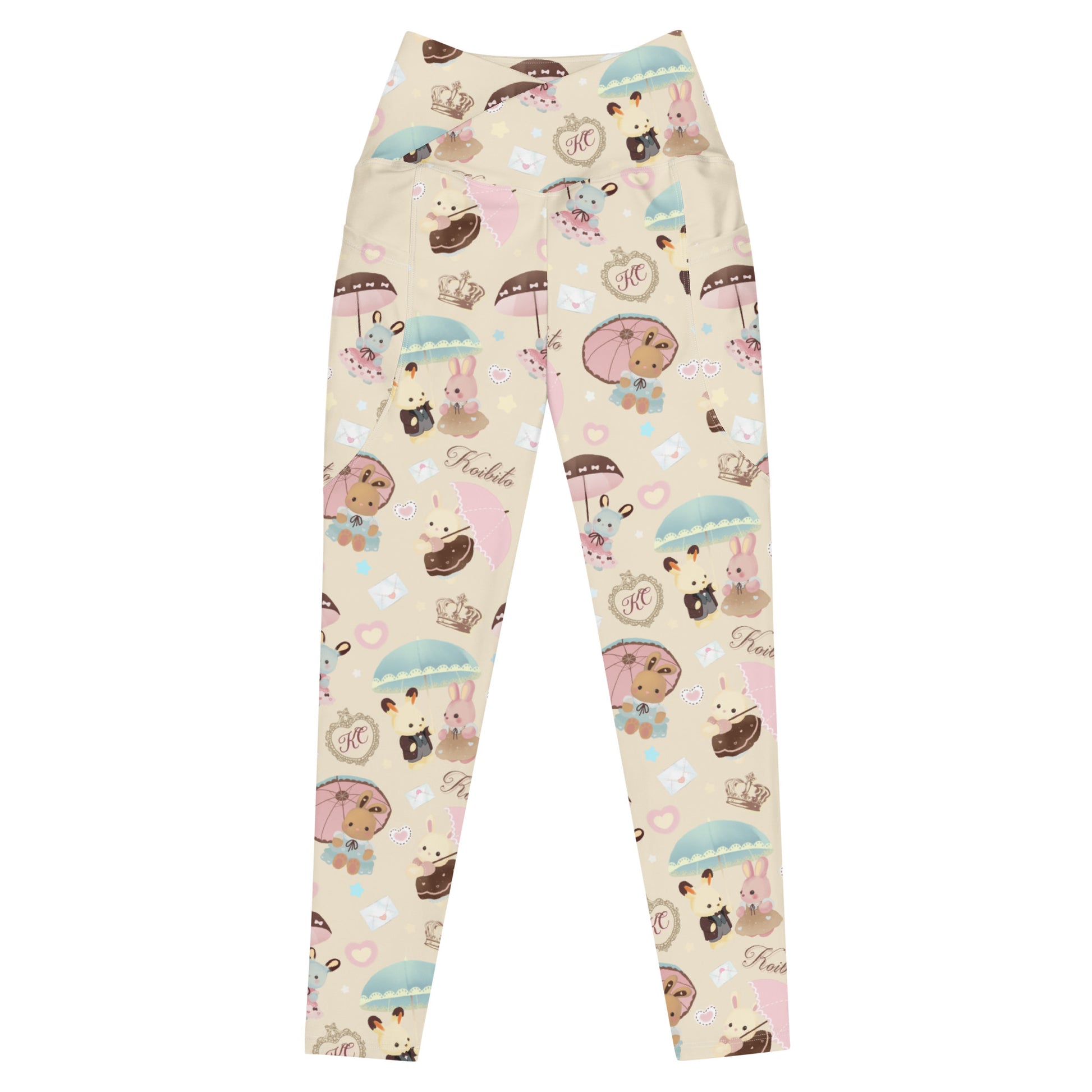 Premium Parasol Bunny Leggings feature a whimsical bunny print, high-waisted design, and practical side pockets for comfort.