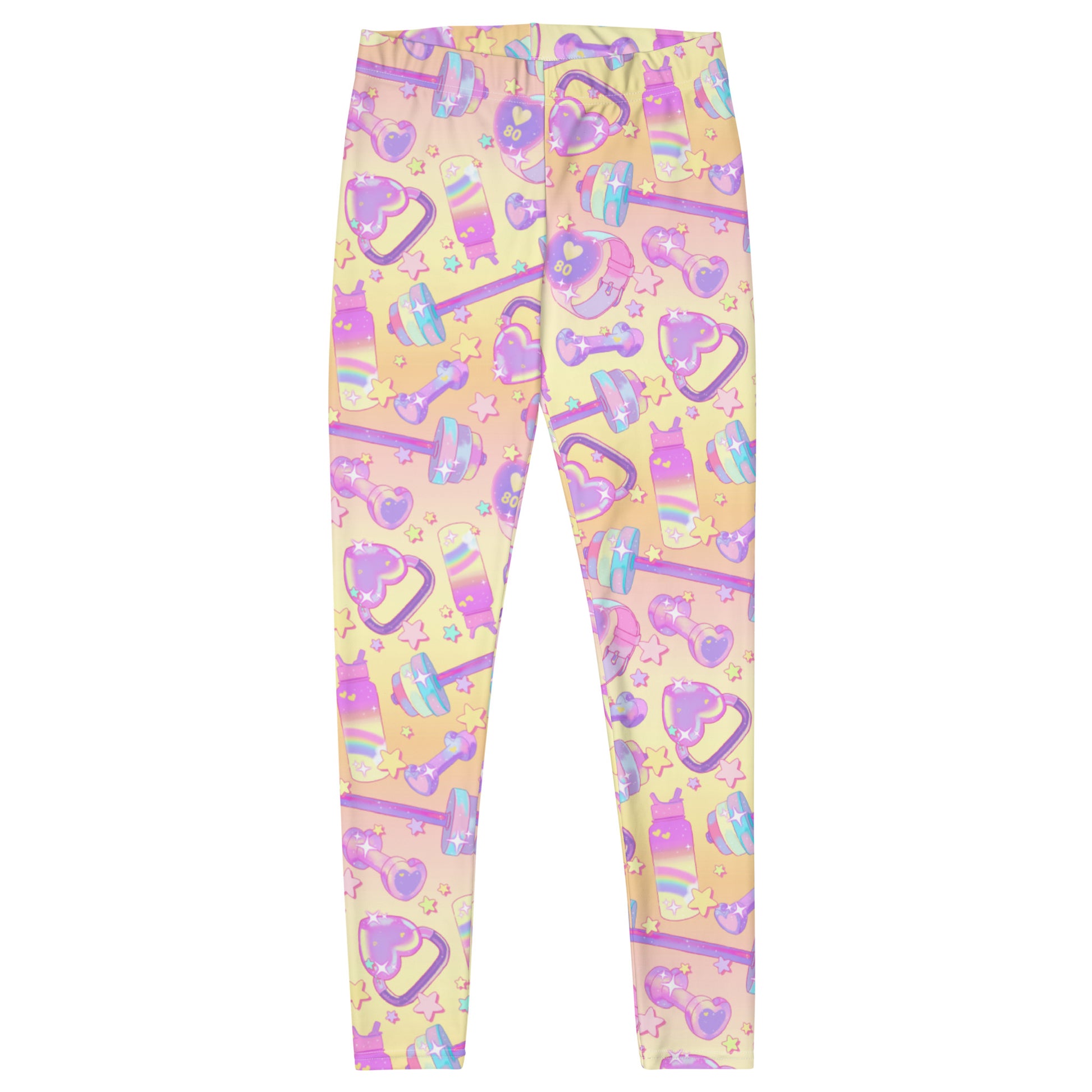 Bright and colorful Glitter Gains Leggings feature fun pastel patterns, perfect for stylish workouts and comfort.