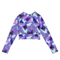 Butterfly Long-sleeved Crop Top featuring vibrant butterfly prints, perfect for eco-friendly athleisure wear.