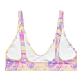 Glitter Gains Padded Bikini Top features a vibrant design, perfect for workouts or summer fun. Comfortable and removable pads.