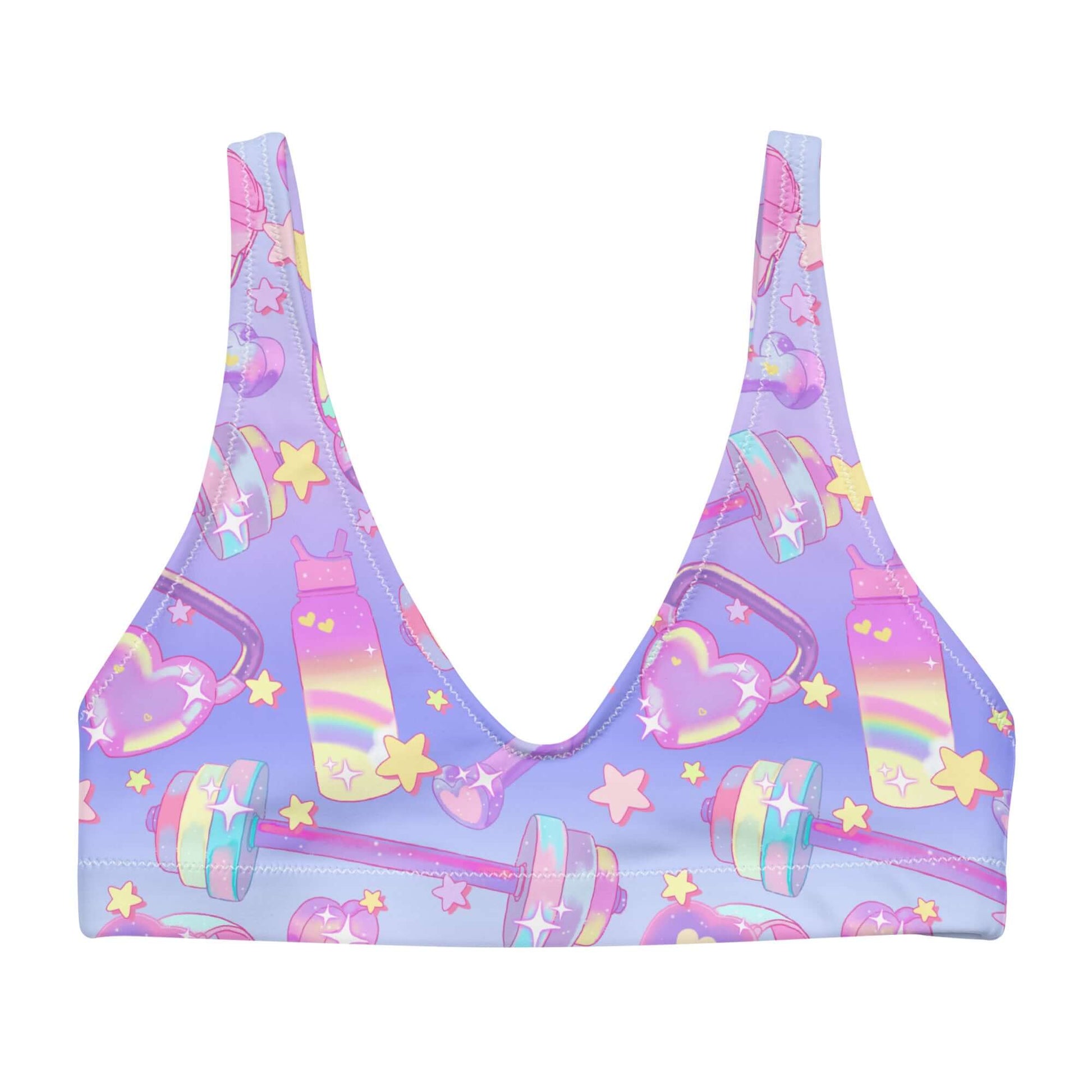 Glitter Gains Padded Bikini Top features a vibrant design, perfect for workouts and summer fun. Stylish and comfortable.