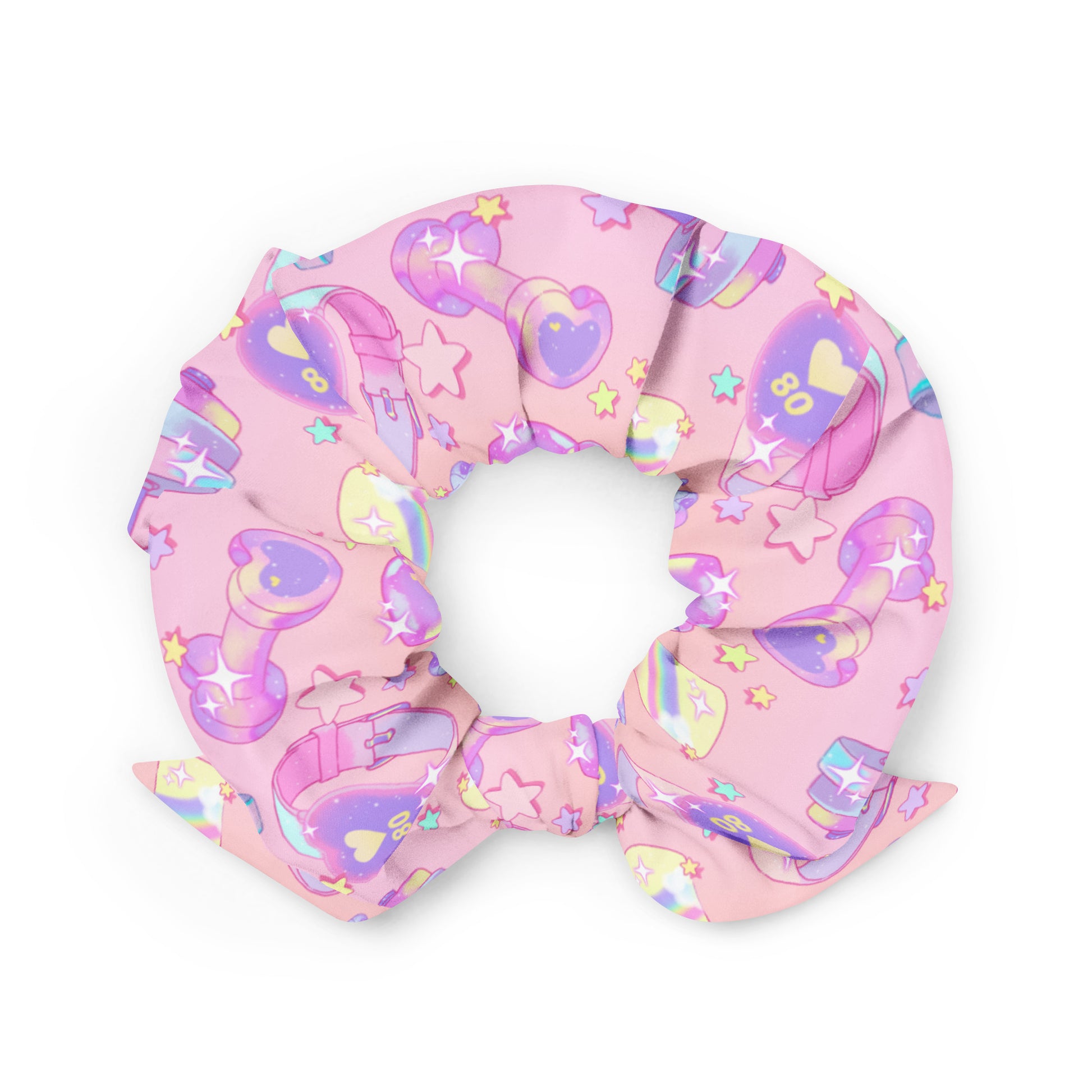 Stylish Glitter Gains Scrunchie perfect for workouts, featuring a cute design and smooth, stretchy fabric.